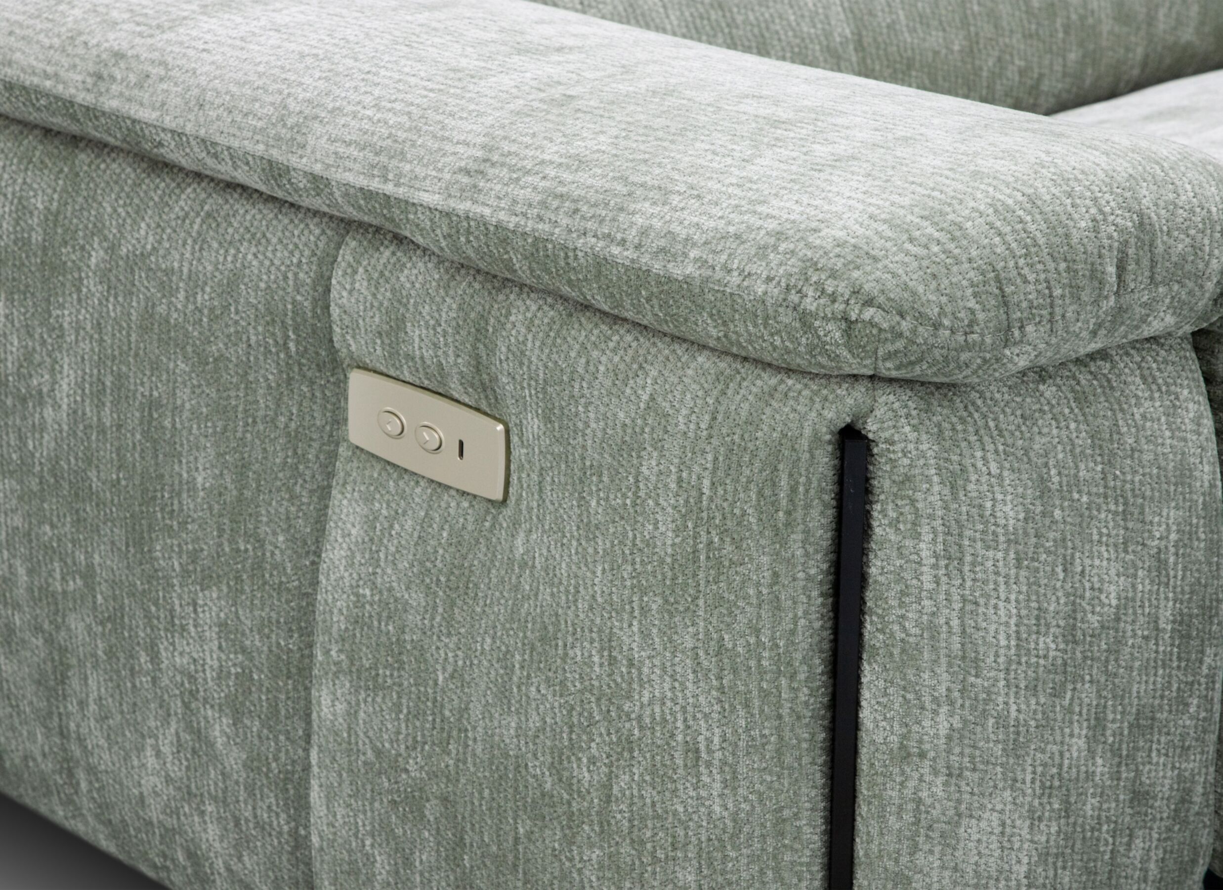 Detail - Canapé d'angle Amira 291cmx228cm - tissu - vert clair avec relax