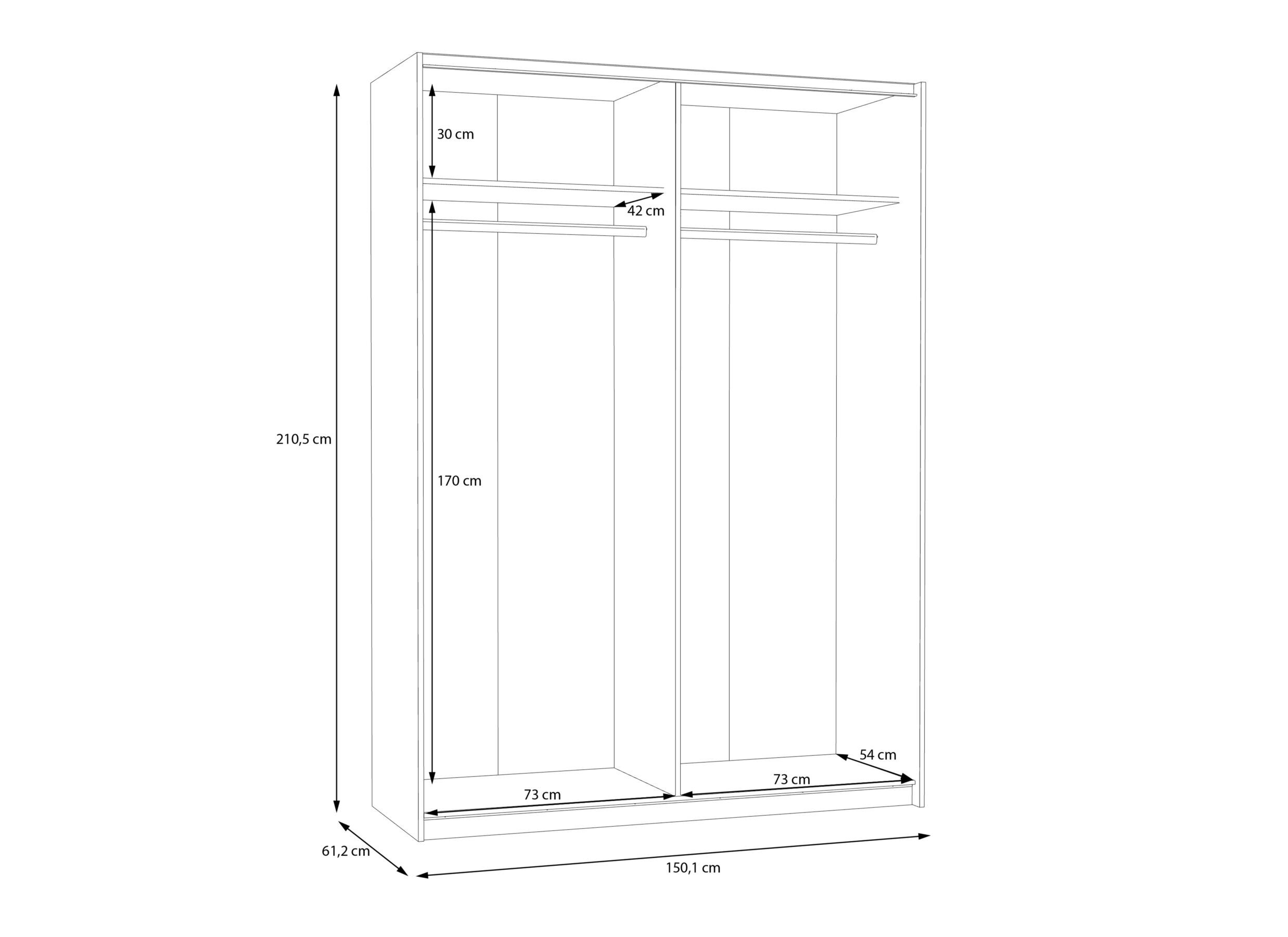 Dimensions - Armoire à portes coulissantes Schach & Mat 2 150cm - décor - blanc
