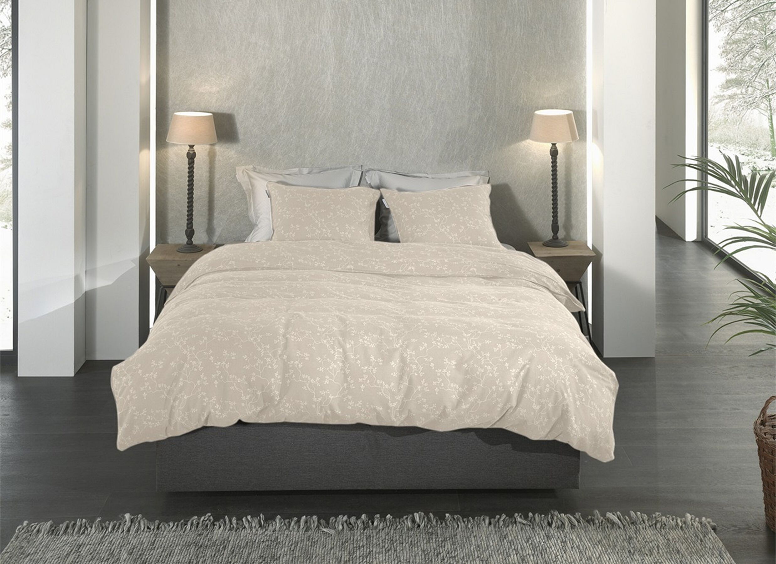 Foto ambiance - Housse de couette Alloro 260x220cm - flanelle - desert sand