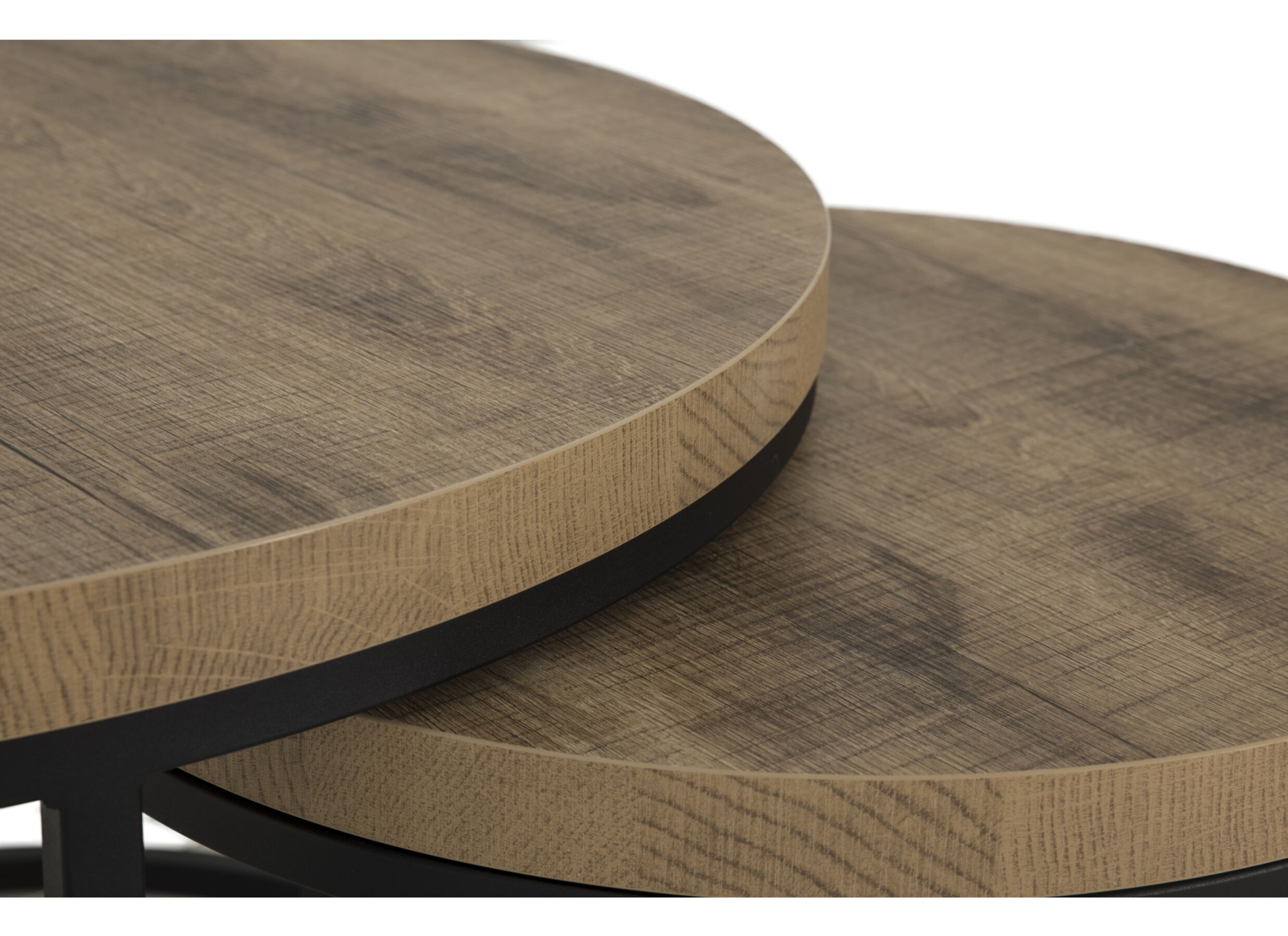 Detailfoto - Bijzettafel SL2303 Ø76xH45,5cm/Ø56xH38,5cm - metaal/decor - scarlet oak set van 2