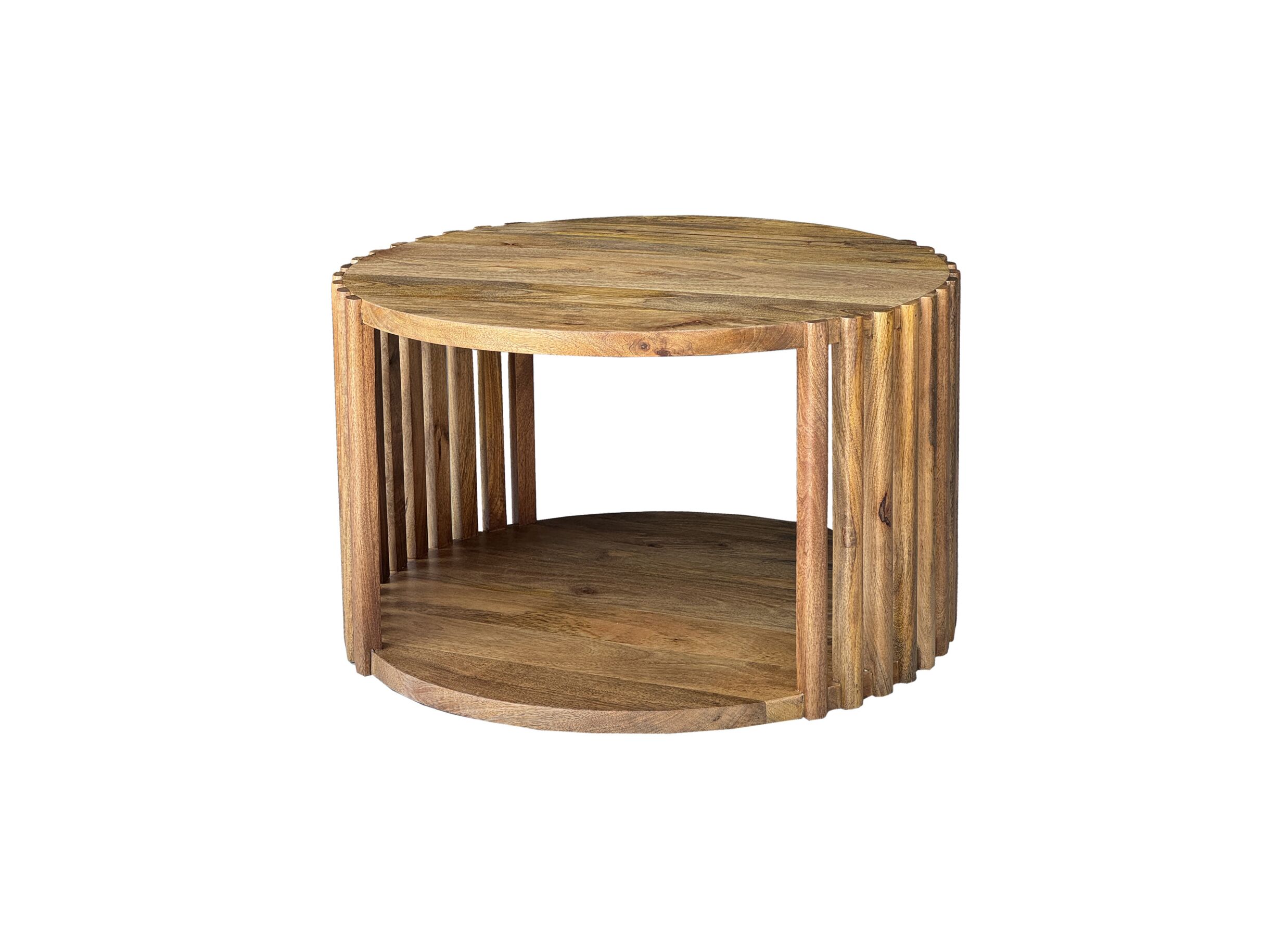 Table basse Solara bois massif ronde avec rangement