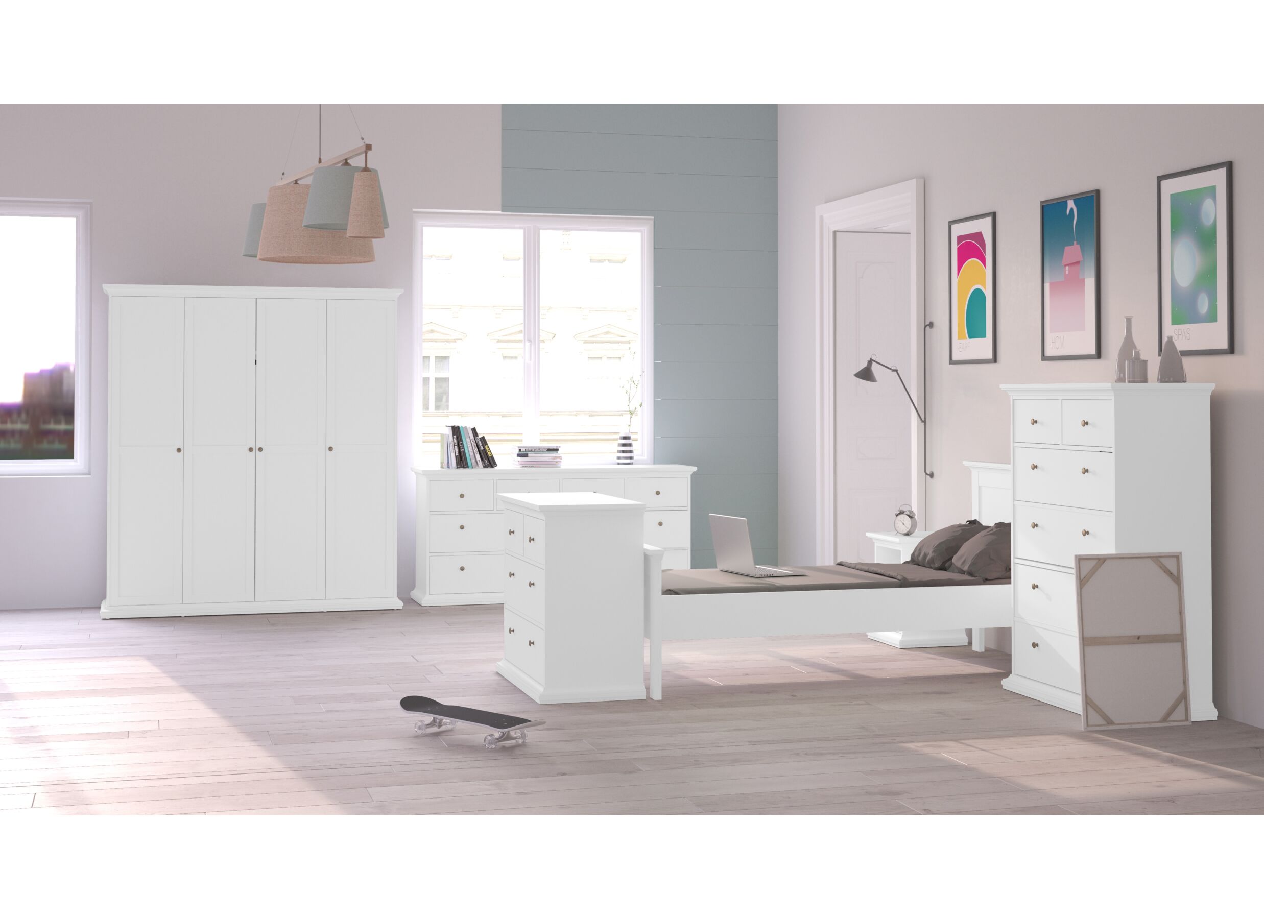 Ladekast Paris 96x49x140cm - decor - wit