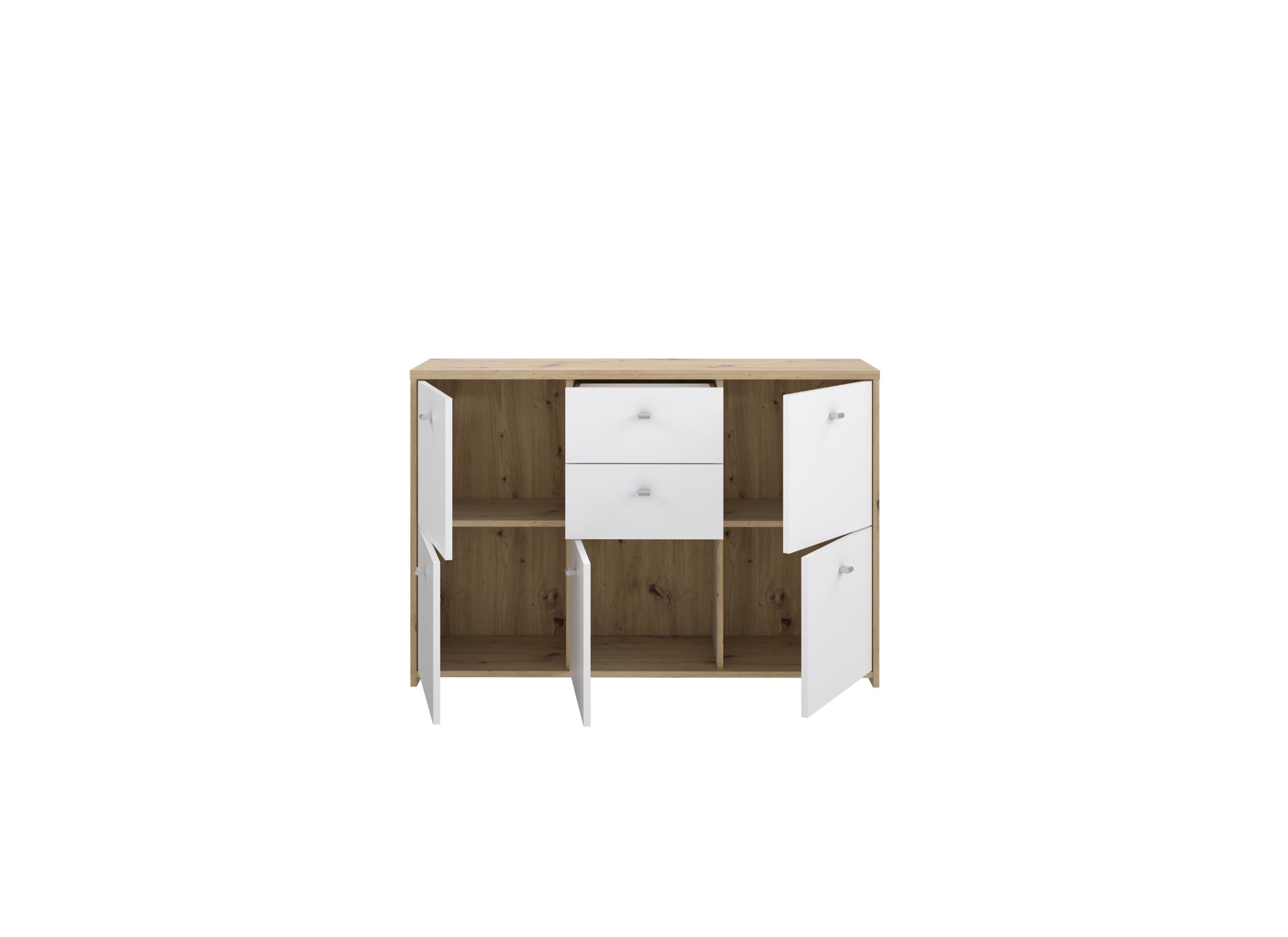Disposition - Armoire Best Chest 114x30x78cm - panneau décor - chêne artisanal/blanc