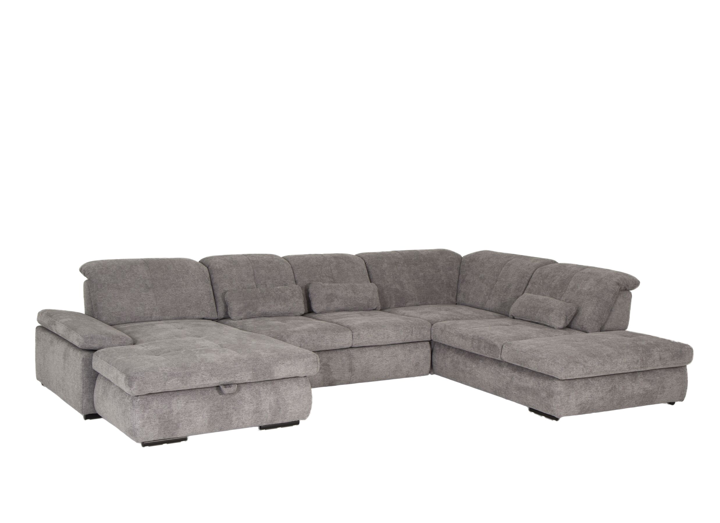 Canapé d'angle Artus tissu gris - Canapé d'angle Artus 371x260m - tissu - gris