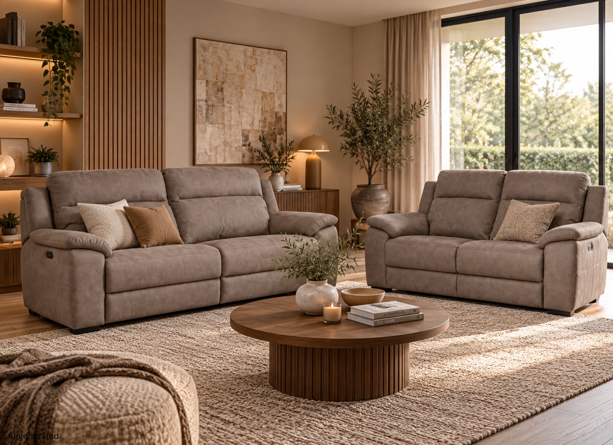 AI Generated - Zetel Grande 3+2-zit - stof - silver grey met relax