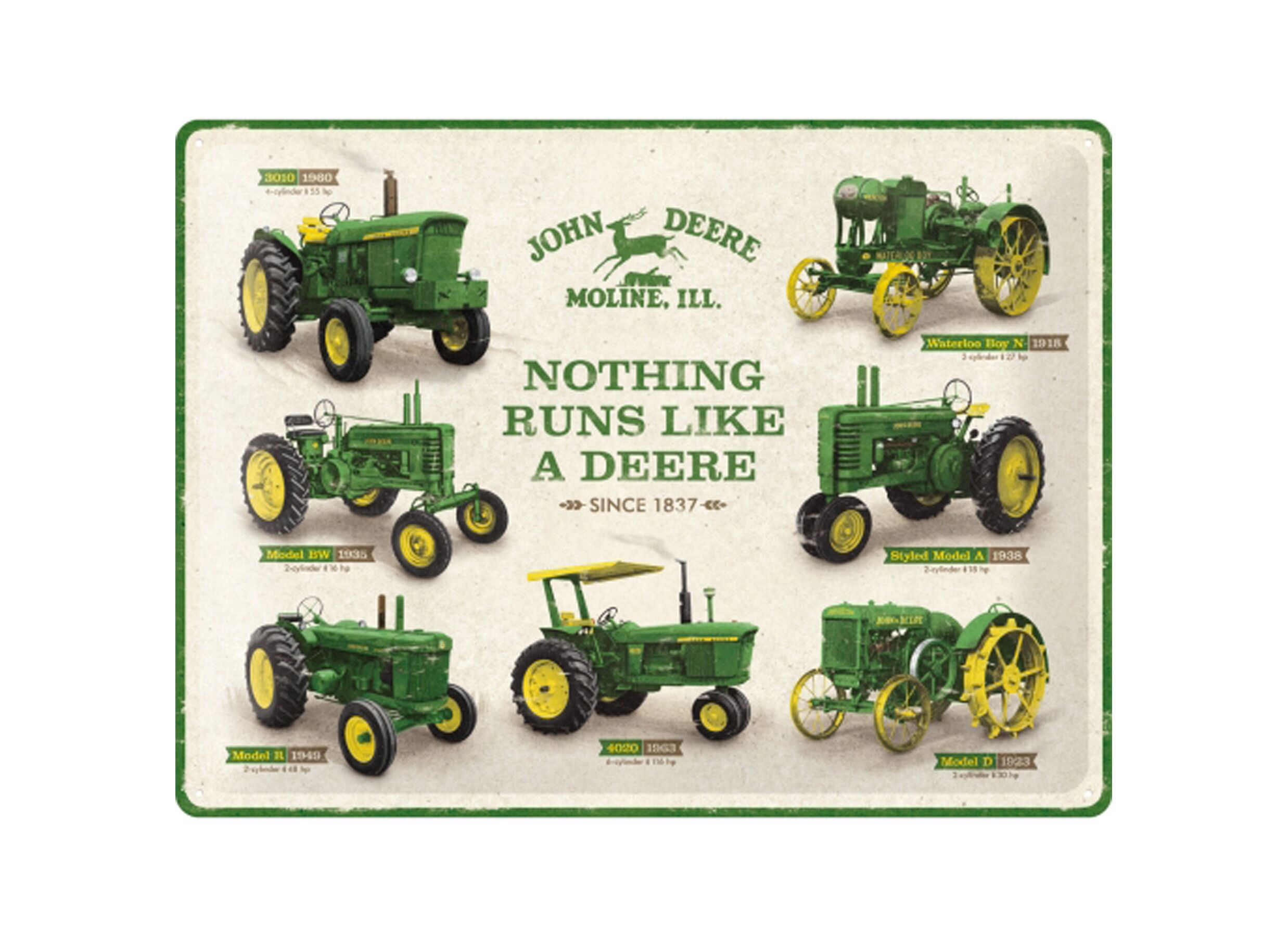 Hoofdfoto - Plakkaat John Deere 40x30cm - metaal - meerkleurig