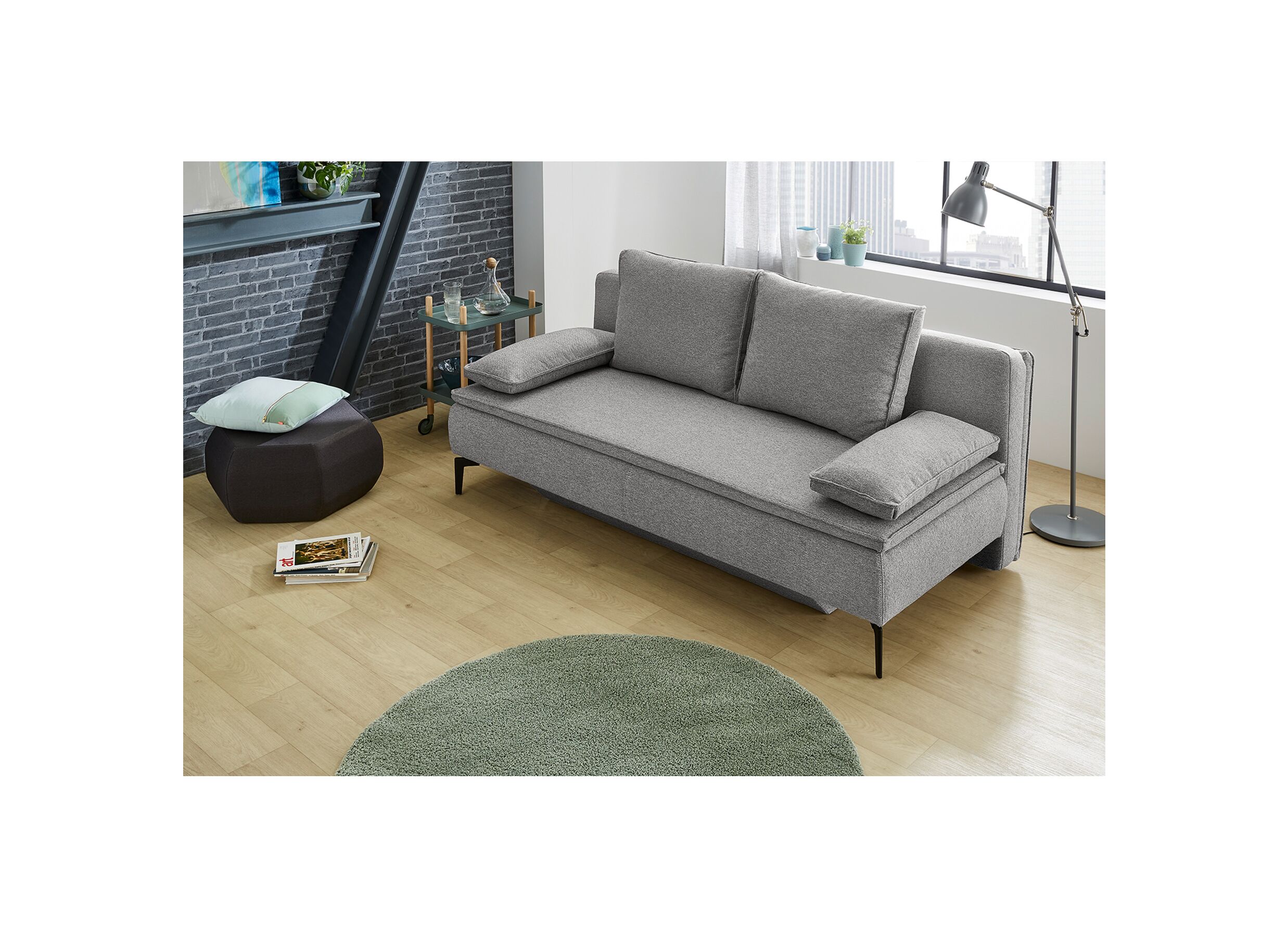 Plus Important - Canapé-lit Jonas 2 personnes - 200x100cm - tissu - gris