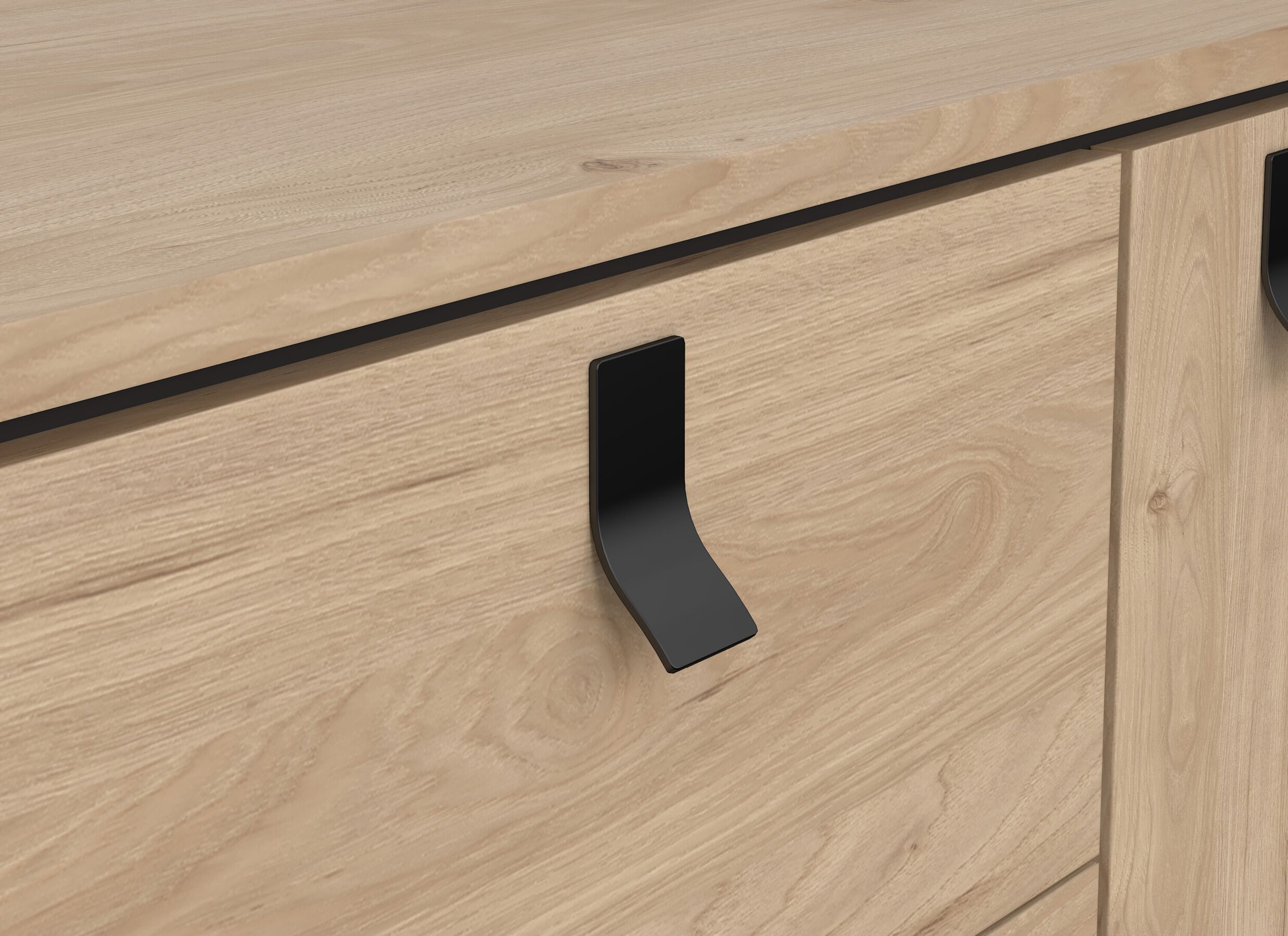 Detail - Buffet Ry 151cm - panneau décor - marron & noir