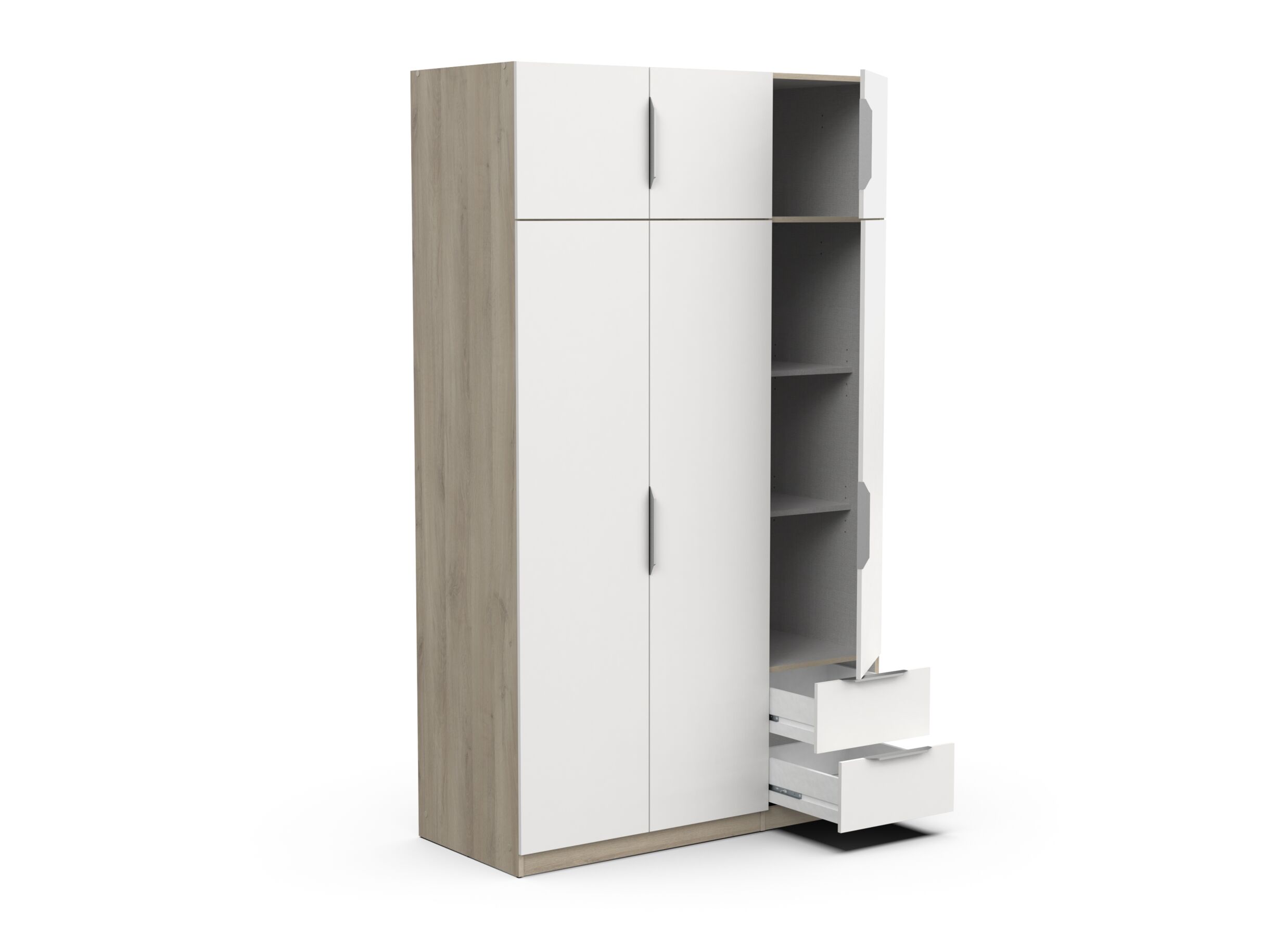 Garde-robe Ghost 119cm - décor - chêne kronberg/blanc