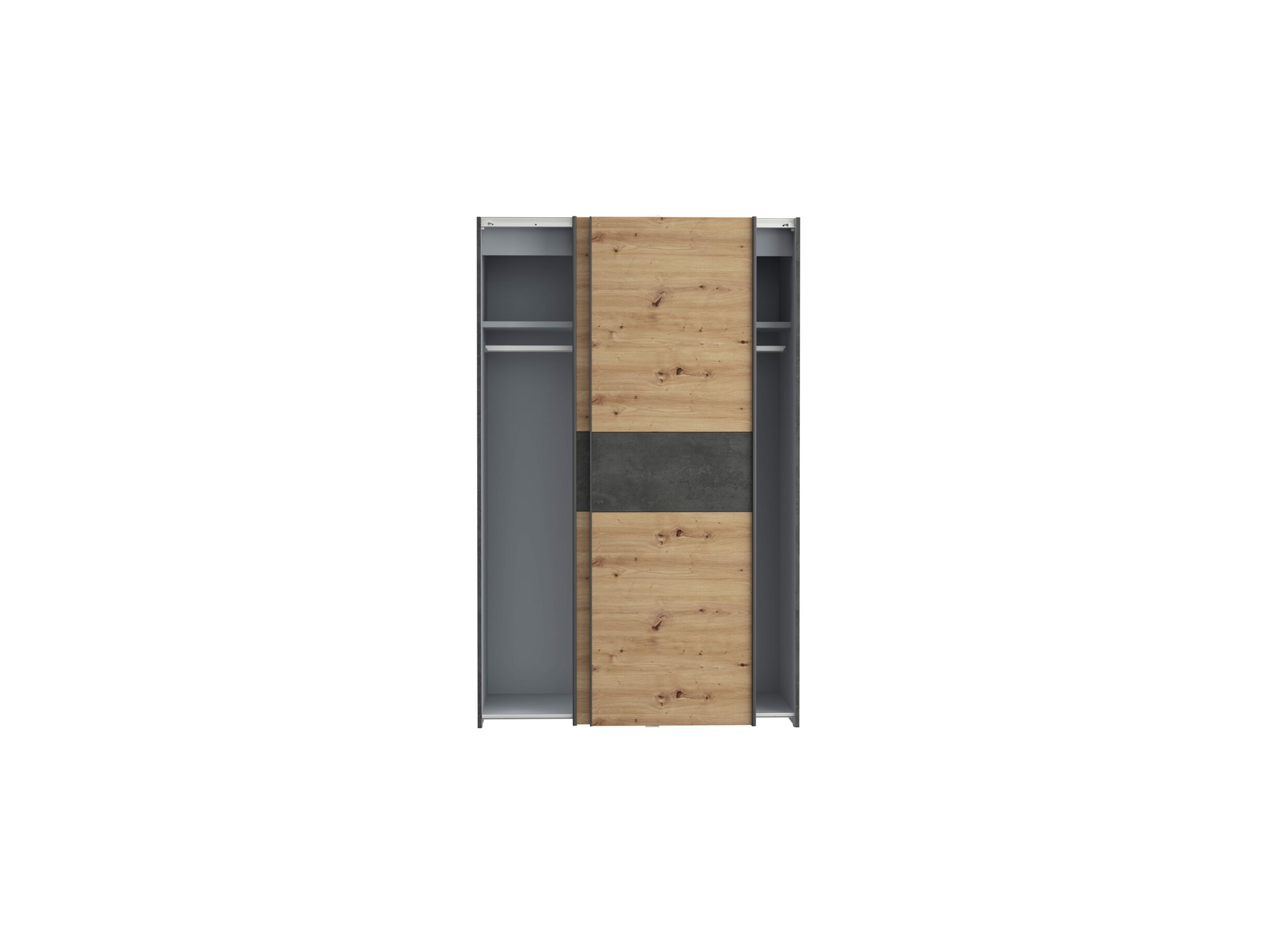 Armoire à portes coulissantes Khanea 120cm - panneau décor - chêne artisanal/béton