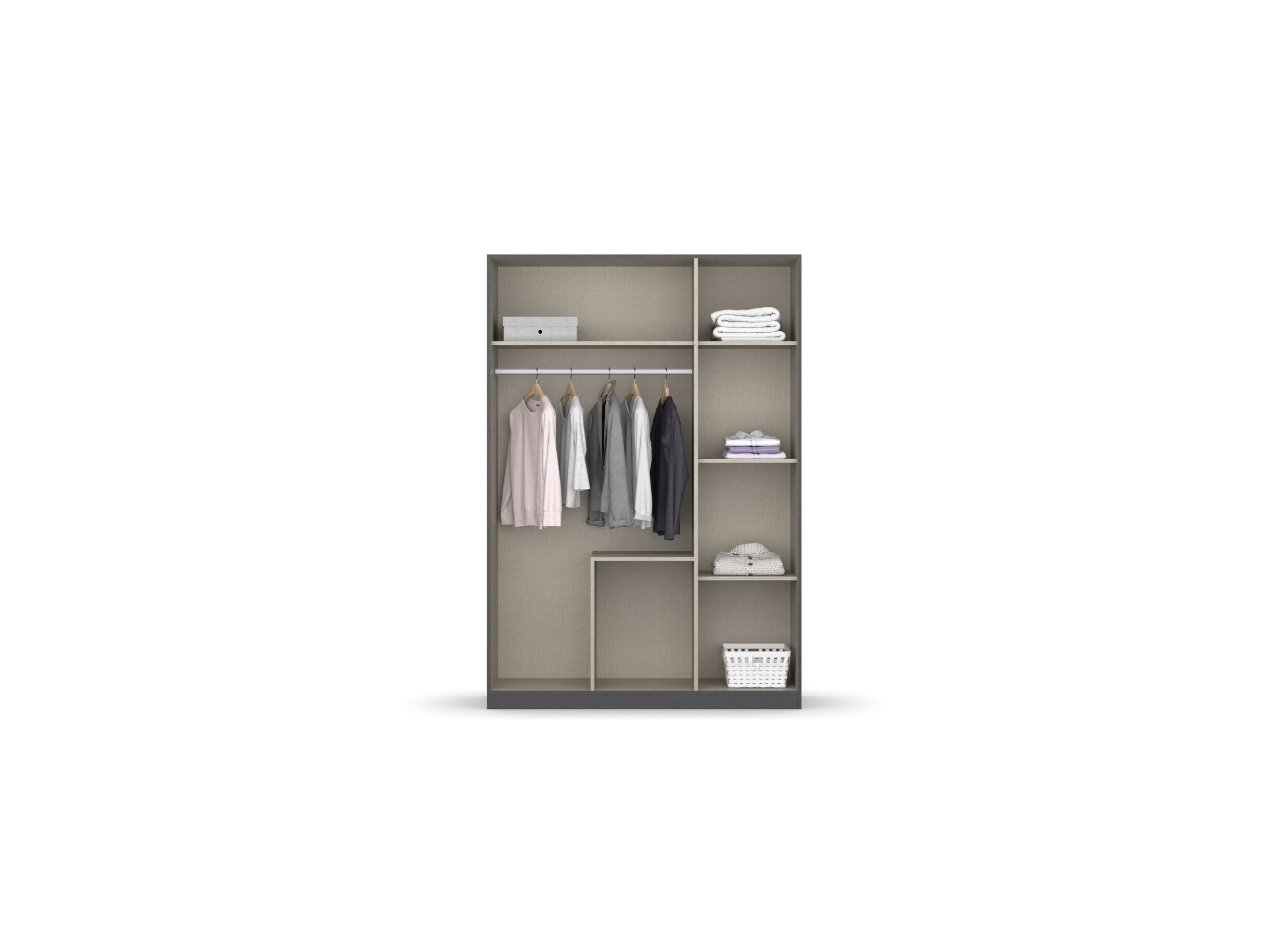 Garde-robe Butte 136cm - décor - chêne artisanal/gris