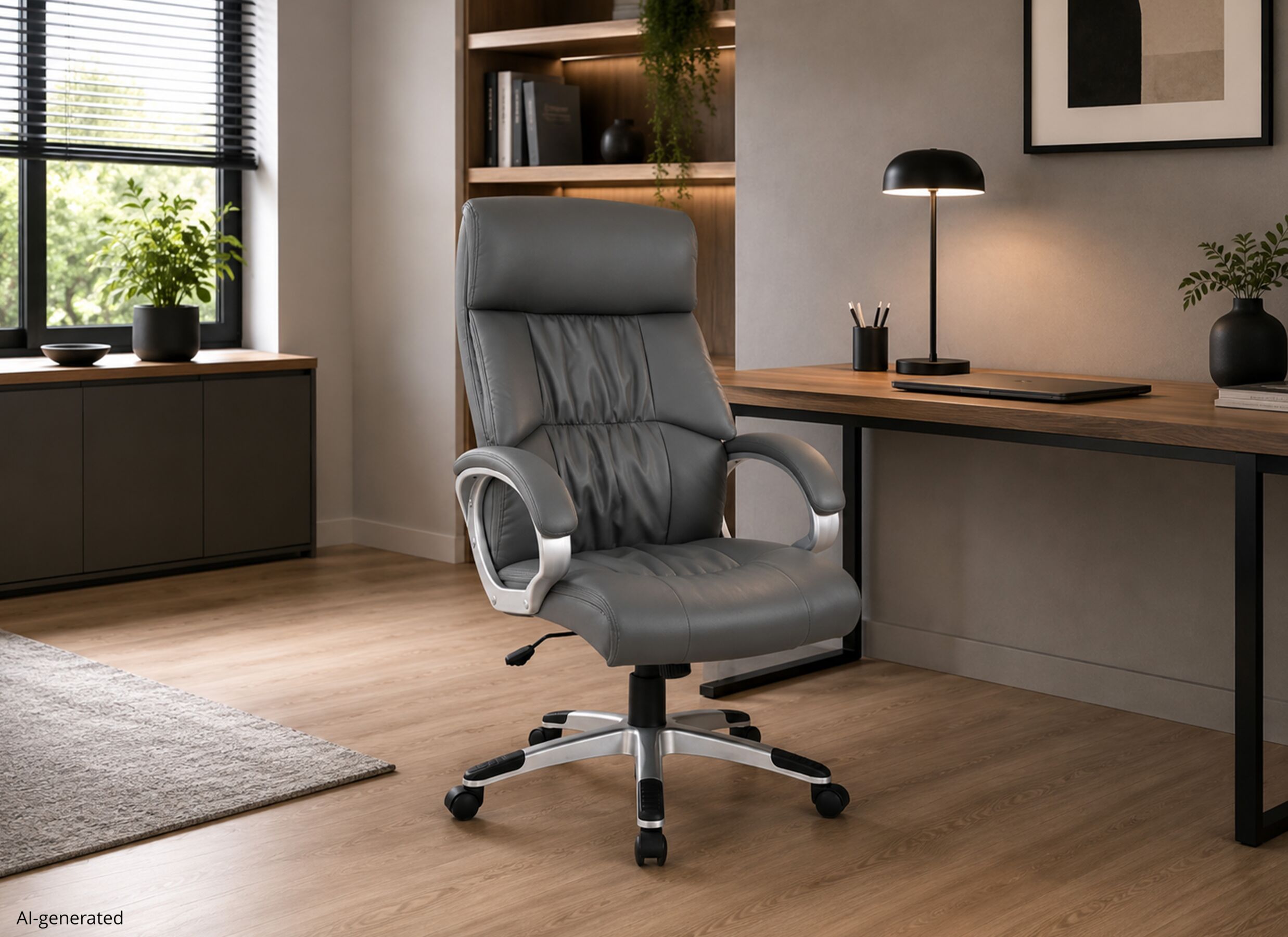 AI Generated - Chaise de bureau Hoba 54x74x128cm - similicuir - gris