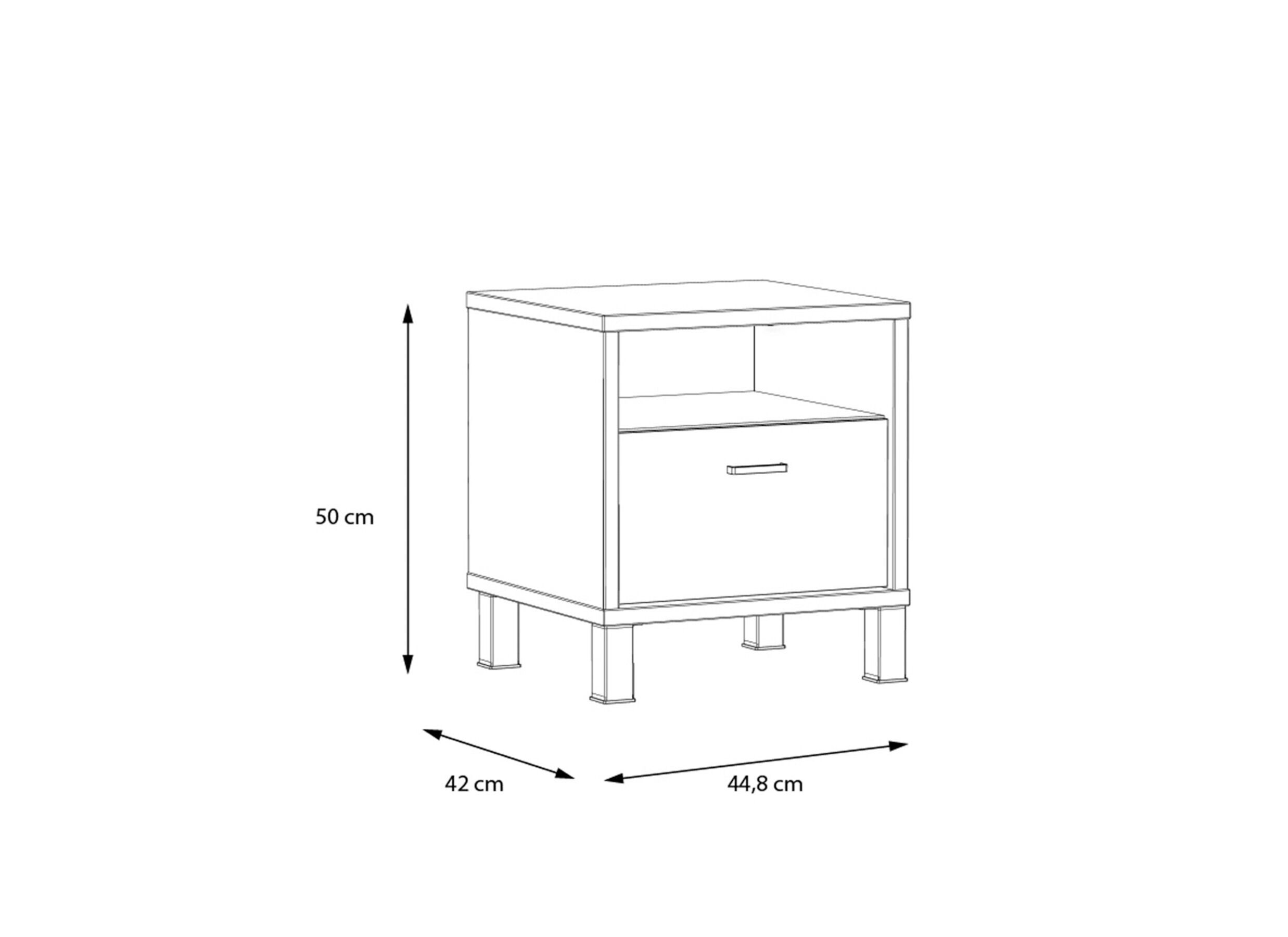 Afmetingen - Nachtkastje Hayato 40x42x50cm - decor - bruin & zwart