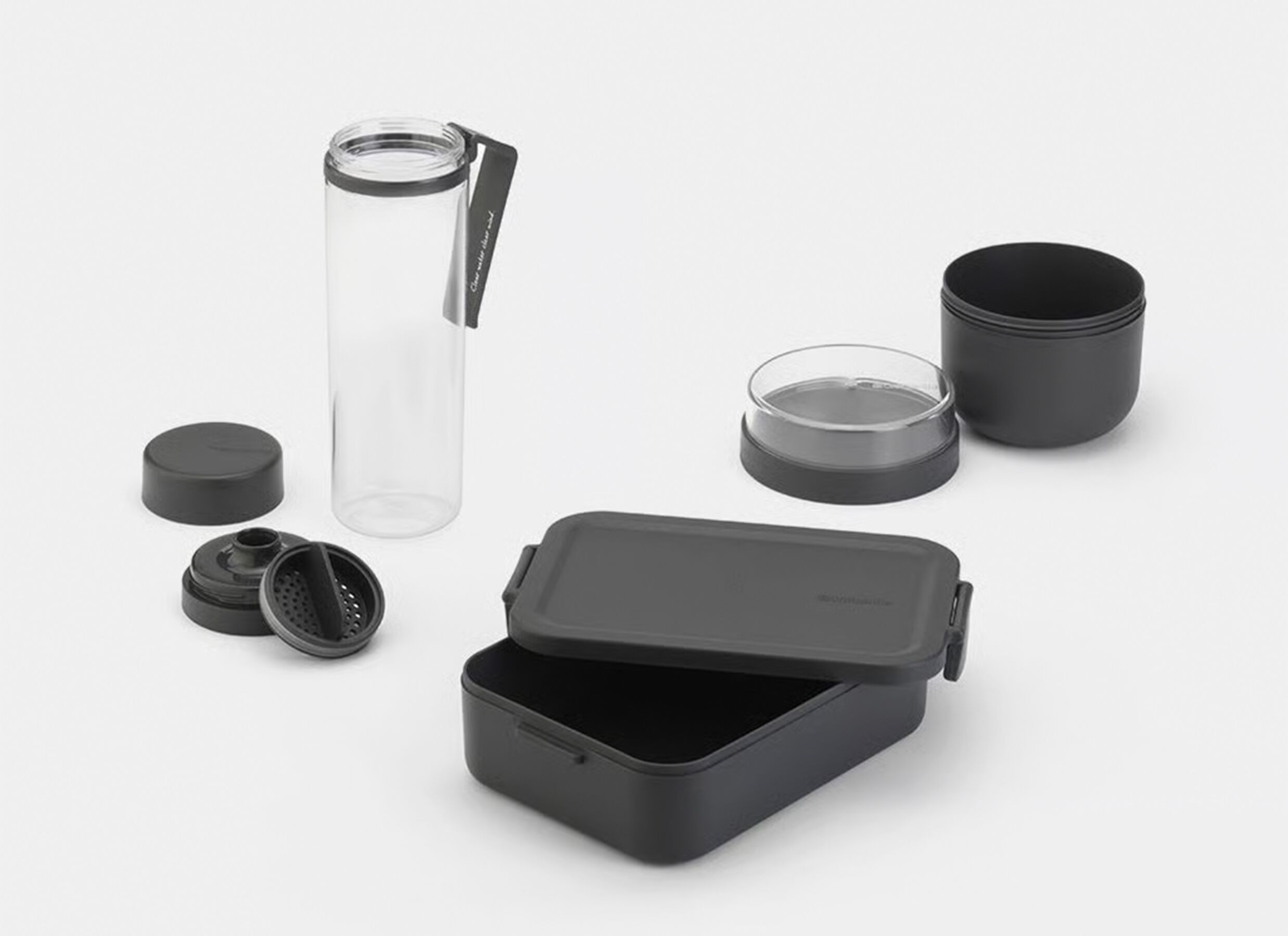 Overzichtsfoto - Make & Take Ontbijt- en lunchset 3-delig - kunststof - dark grey