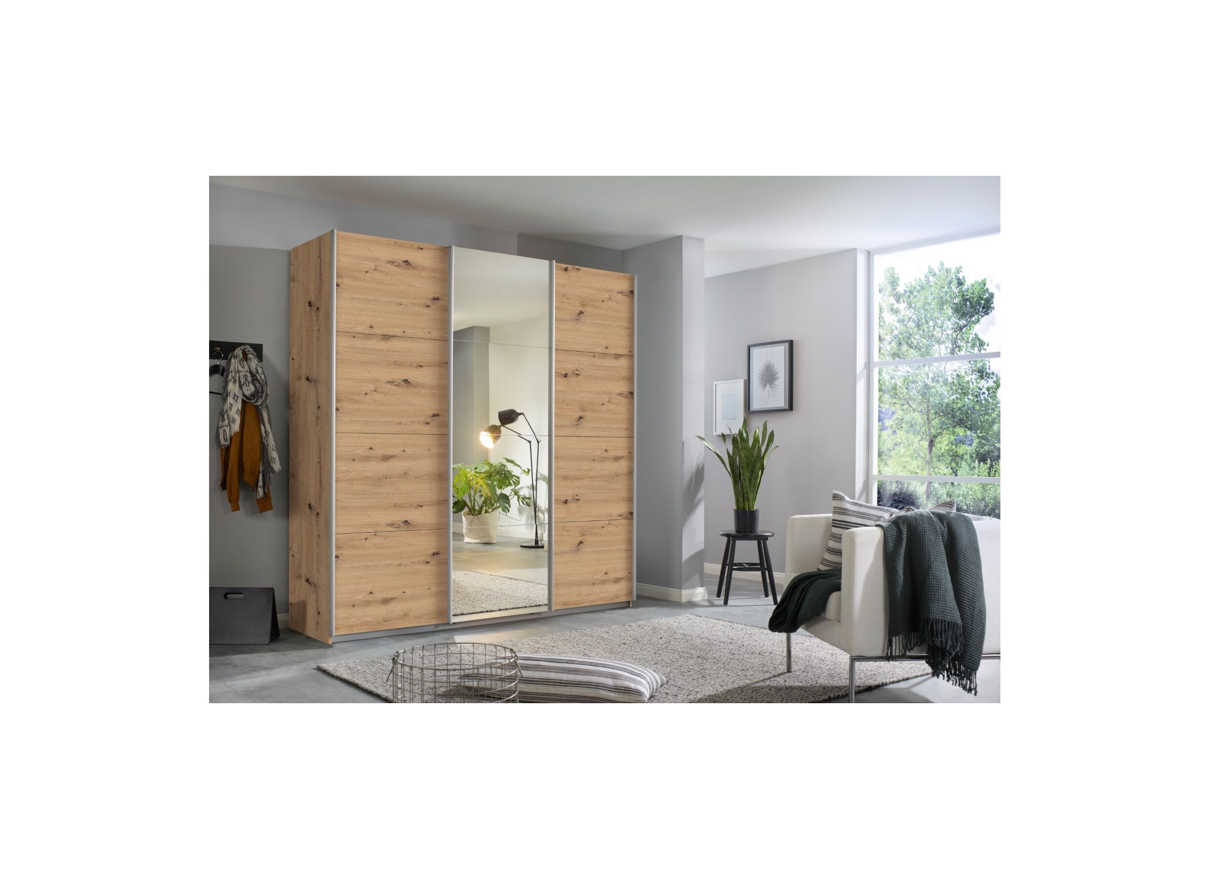 Foto ambiance - Armoire à portes coulissantes 203cm - décor - chêne artisanal