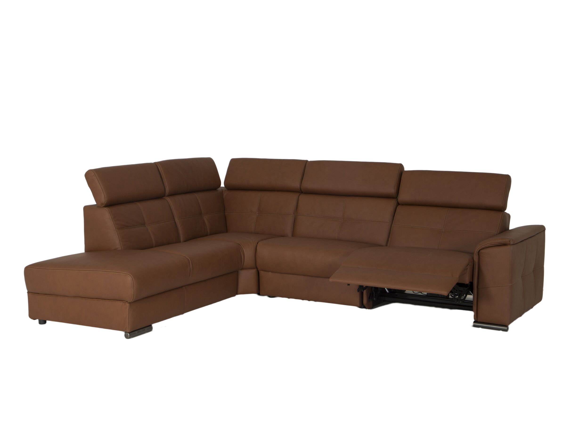 Plus Important - Canapé d'angle Lana 289x227cm - cuir - marron avec relax