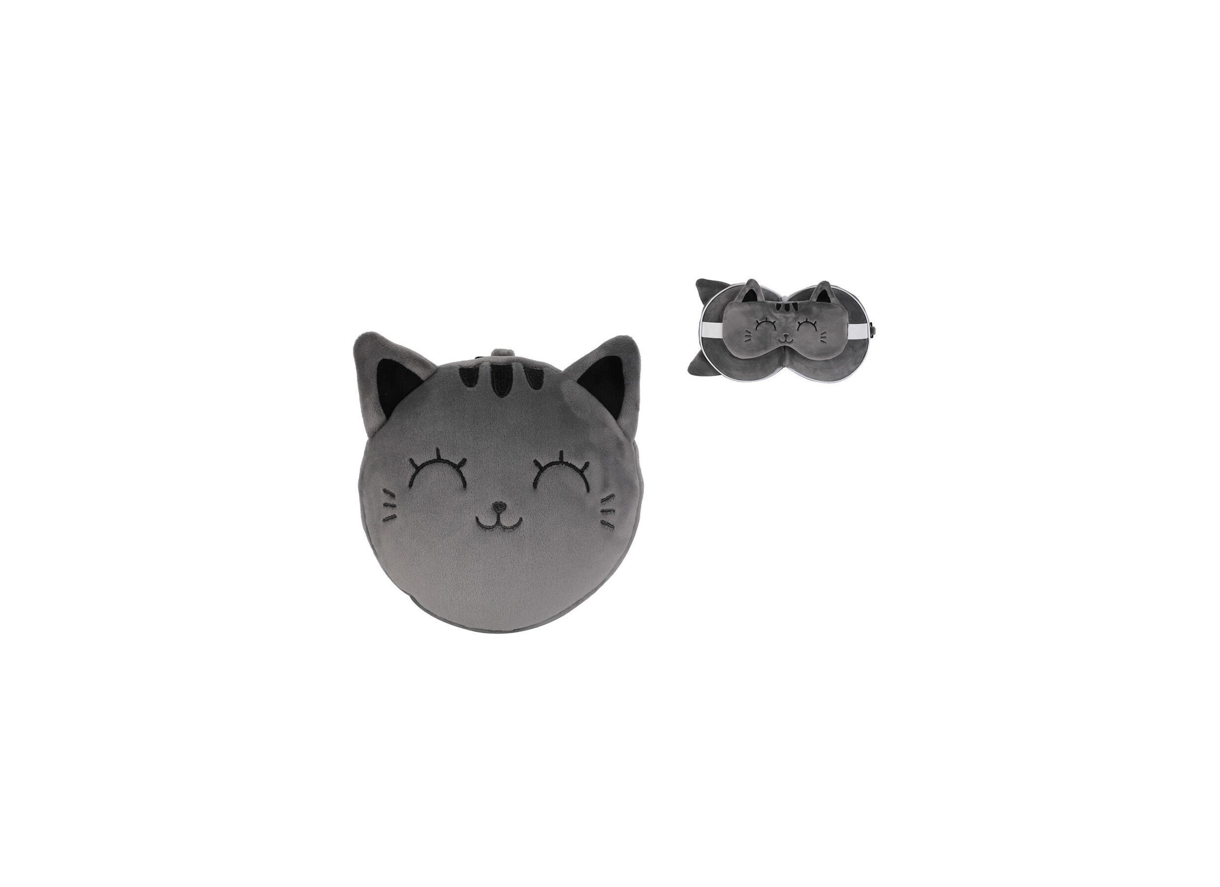 Plus Important - Coussin Grey Cat avec masque de sommeil - tissu - gris