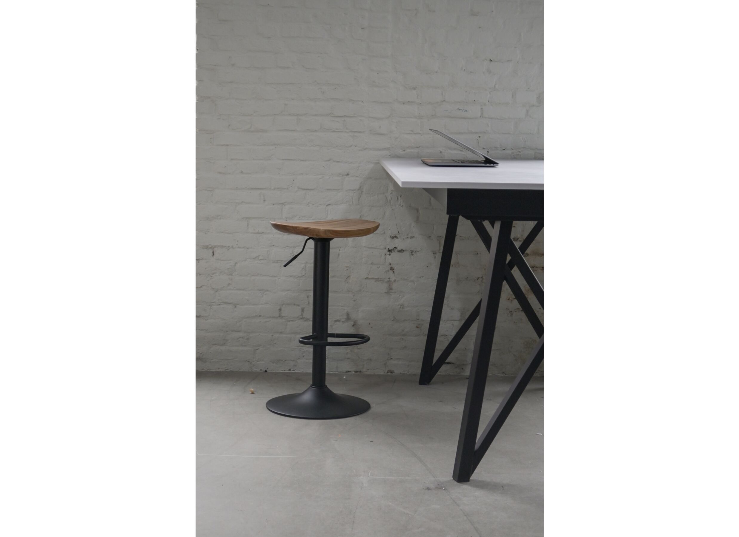 Tabouret de bar Lingua HA59-80cm - métal - naturel & noir