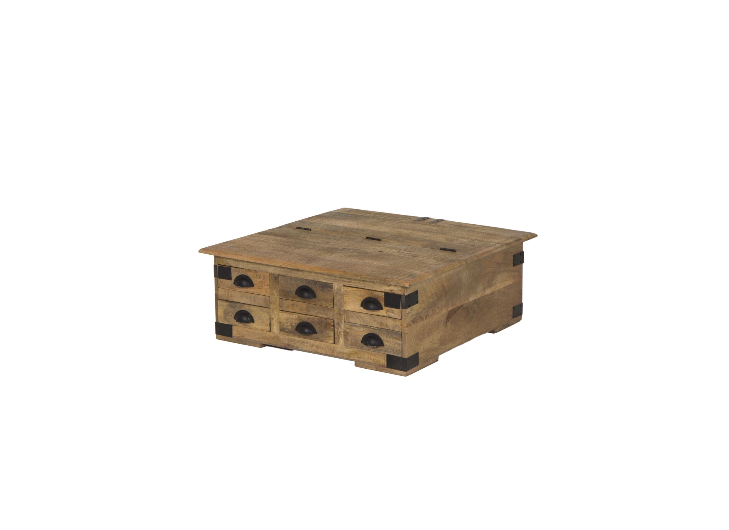Table basse Nueva 90x90cm - bois massief - naturel & noir