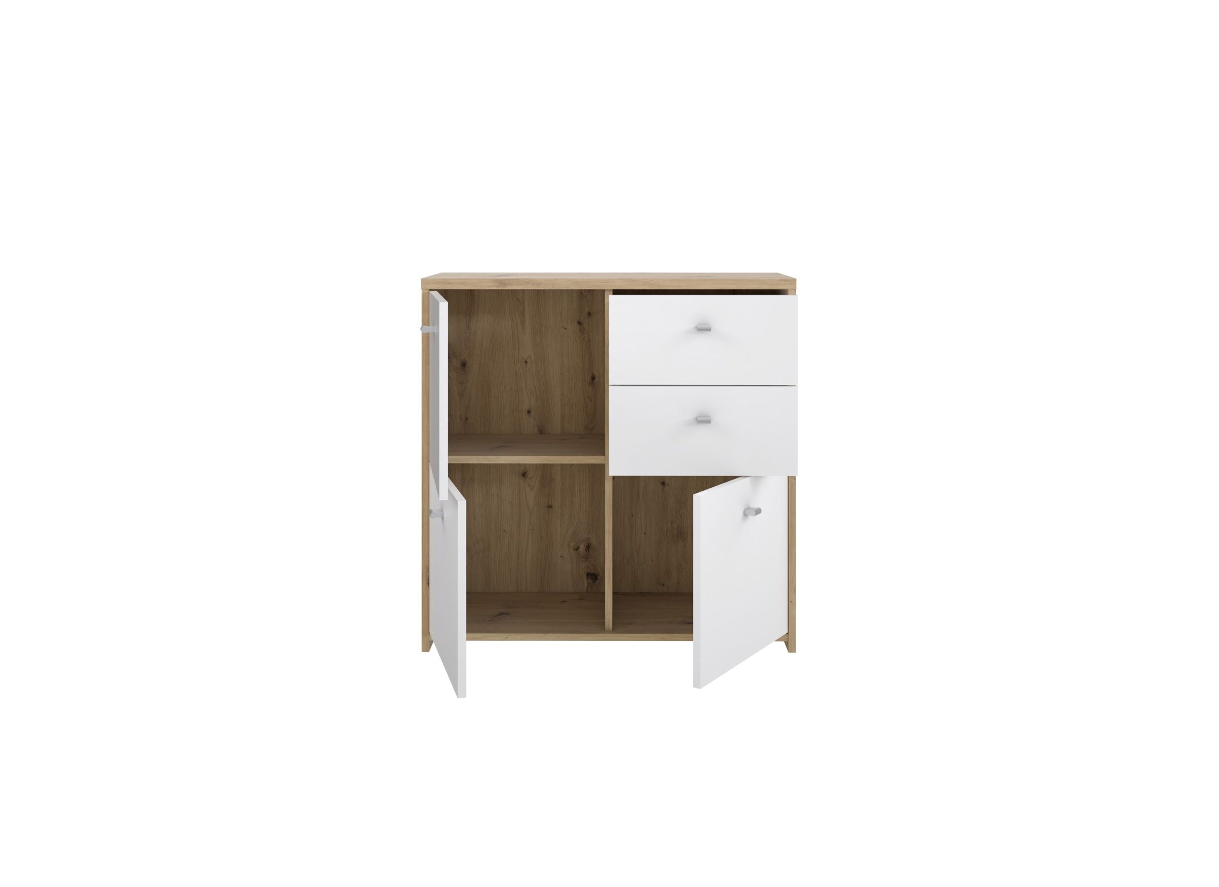 Armoire Best Chest 77x30x78cm - panneau décor - chêne artisanal/blanc