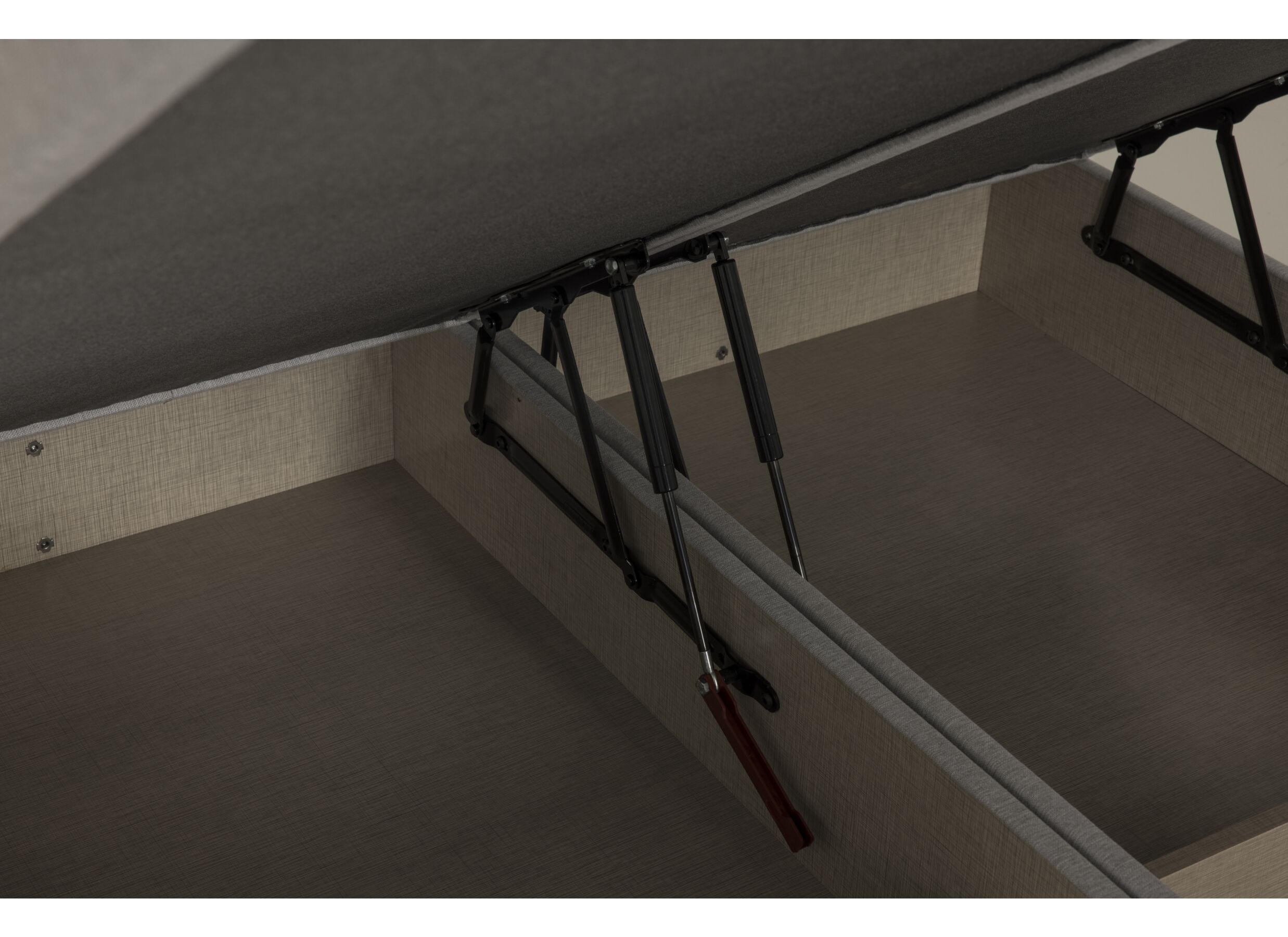 Detailfoto - Bedbox Cosy 140x200cm - stof - lichtgrijs met opbergruimte