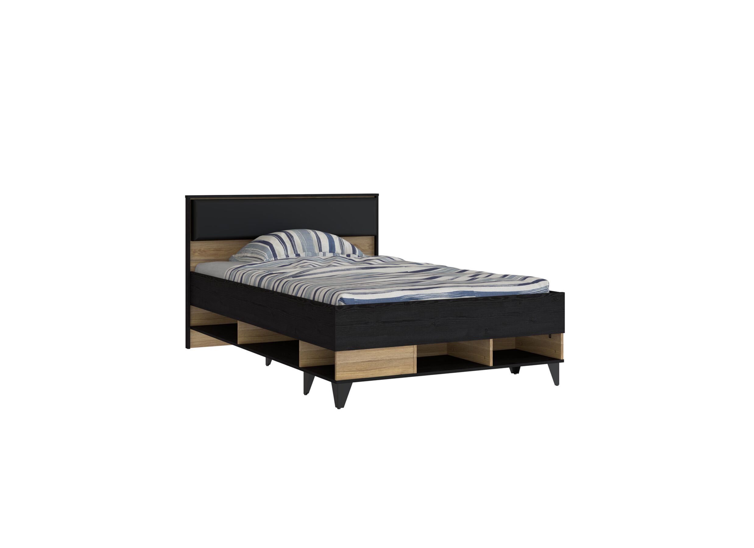 Bed Lya 120x200cm met opbergruimte - meubelplaat - cabezone oak/mauvella
