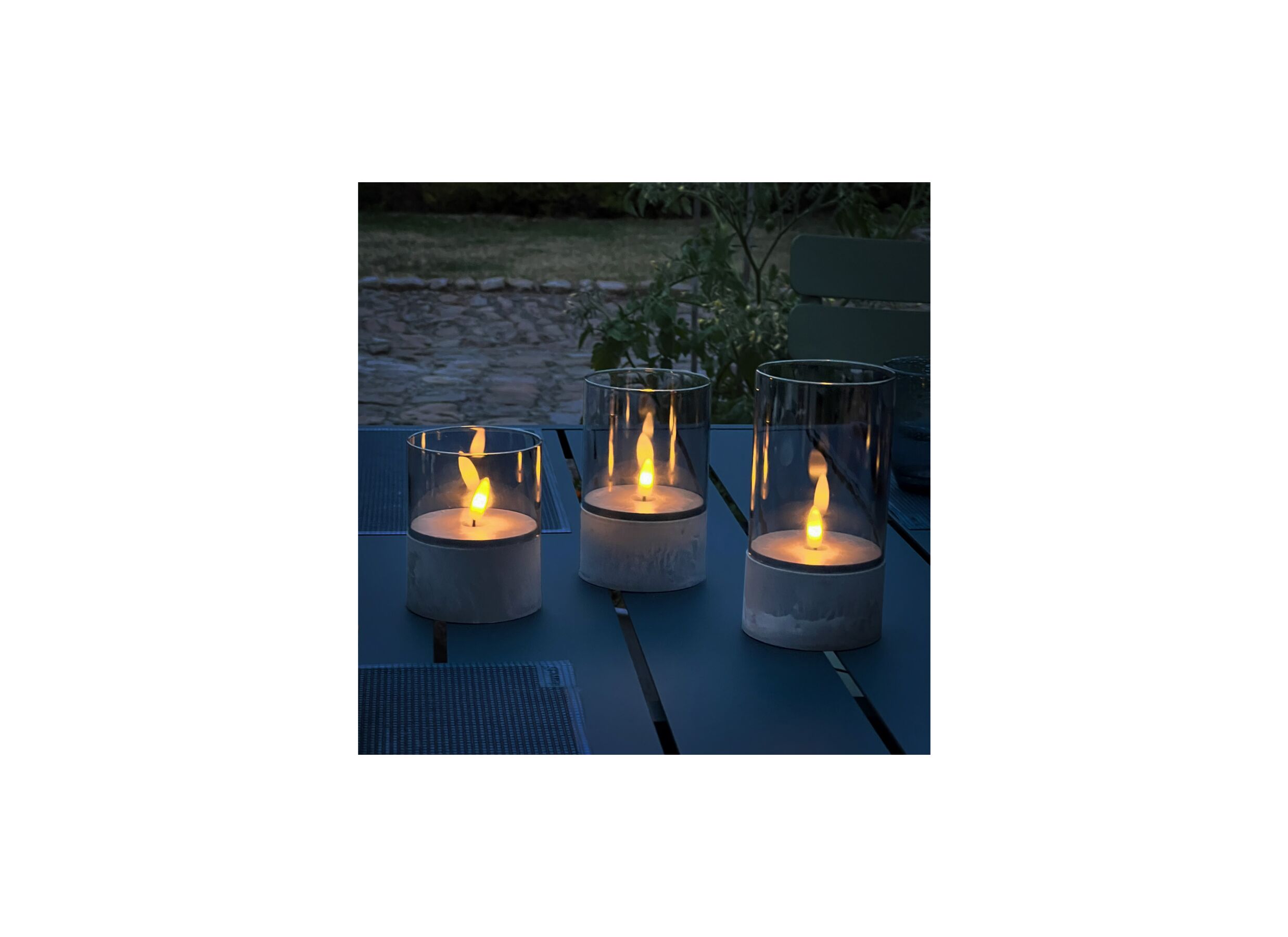 Sfeerfoto - Ledkaars Bougie H15cm - kunststof/glas - grijs