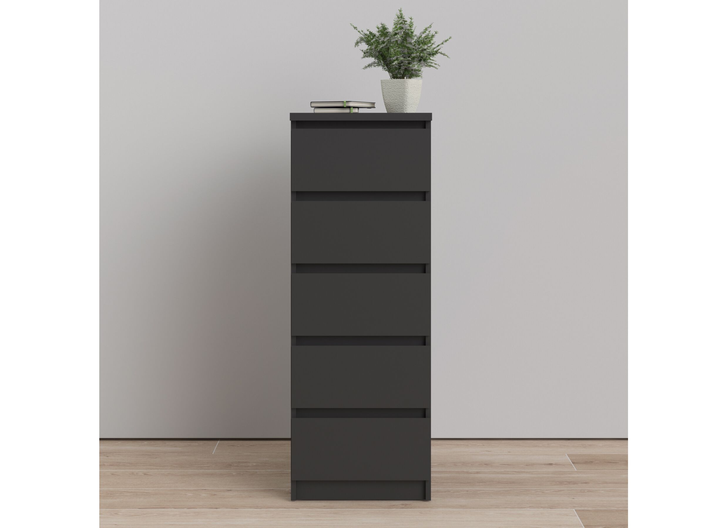 Foto ambiance - Commode Naia 41x50x111cm - mélamine - noir mat