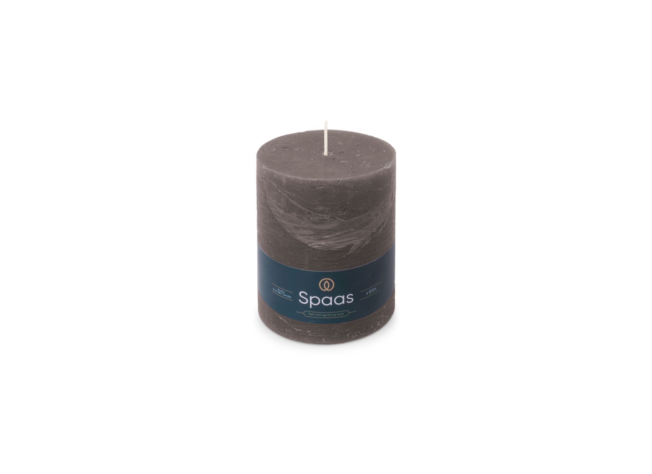 Kaars Cilinder Rustiek 95u - paraffine - taupe - Bougie Cylindre Rustique 95h - paraffine - taupe