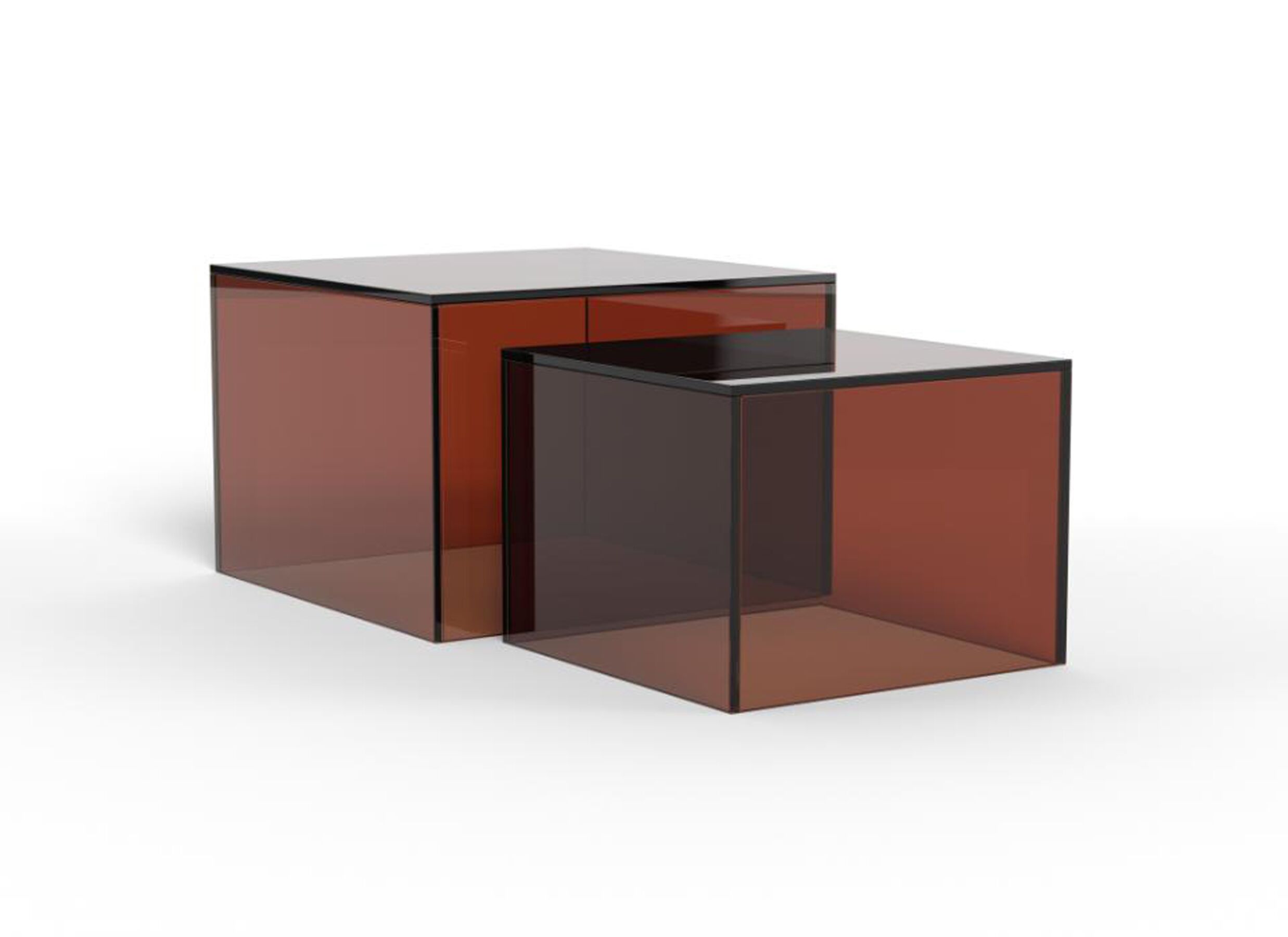 Aperçu - Table basse 50x35/40x30cm - verre - brun