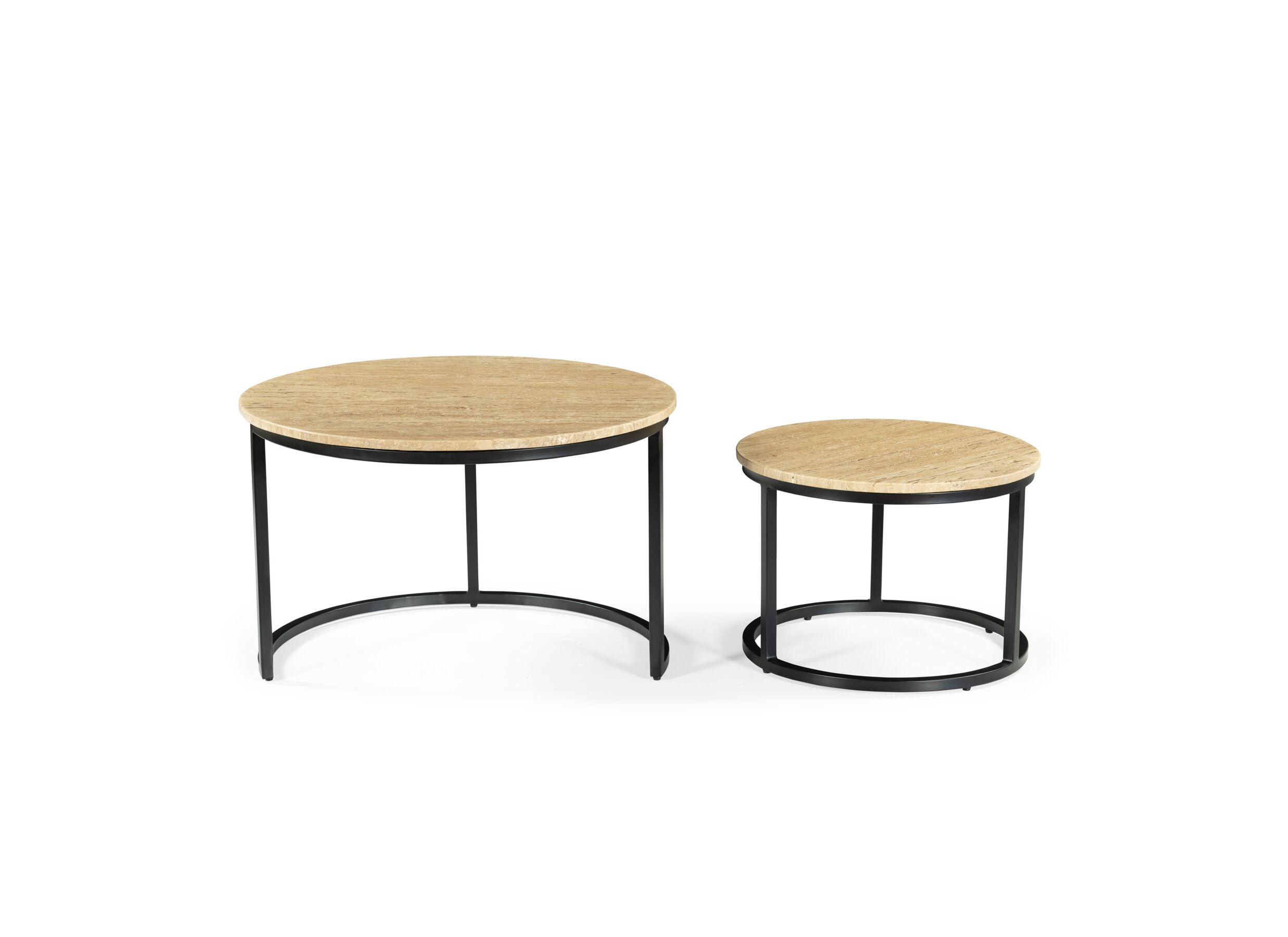 Aperçu - Table basse Paddo Ø70x43/Ø50x35cm - travertin - beige