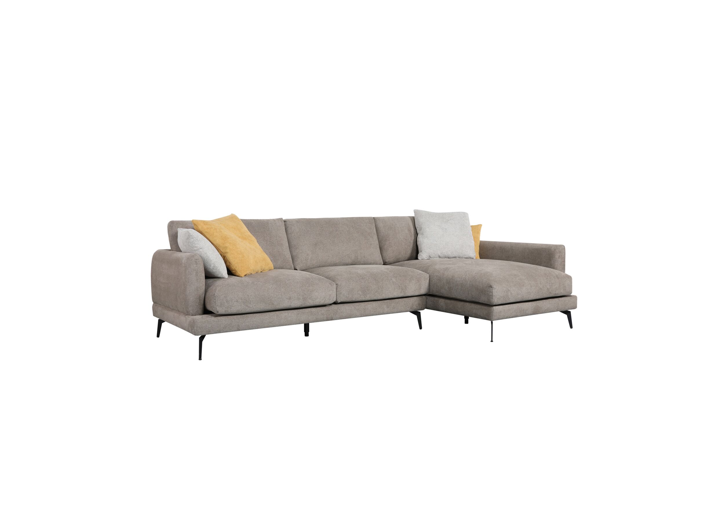 Hoeksalon Conte stof lichtbruin - Canapé d'angle Conte tissu brun clair