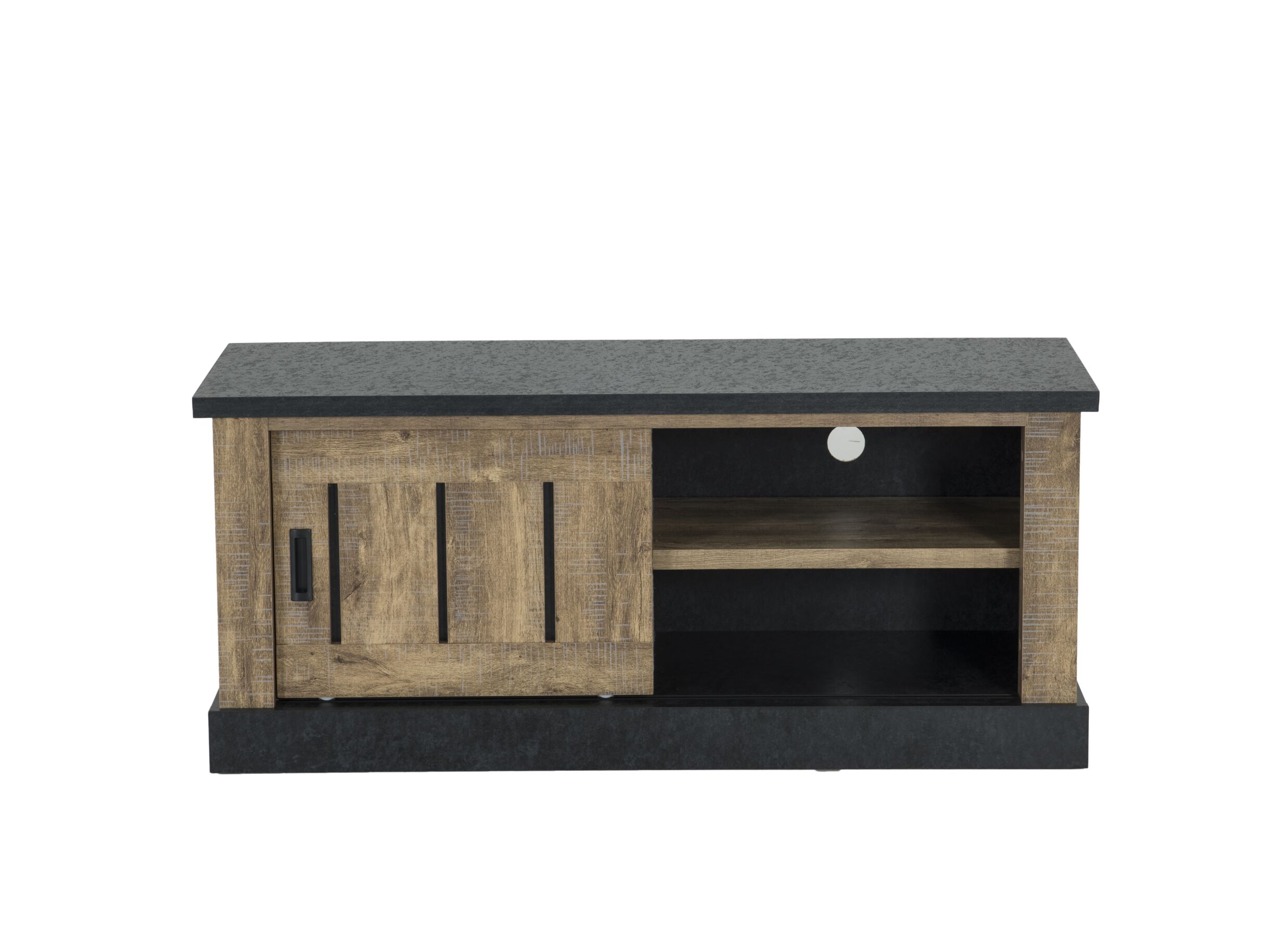 Tv-meubel Etienne 132cm - meubelplaat - industriële eik & zwart