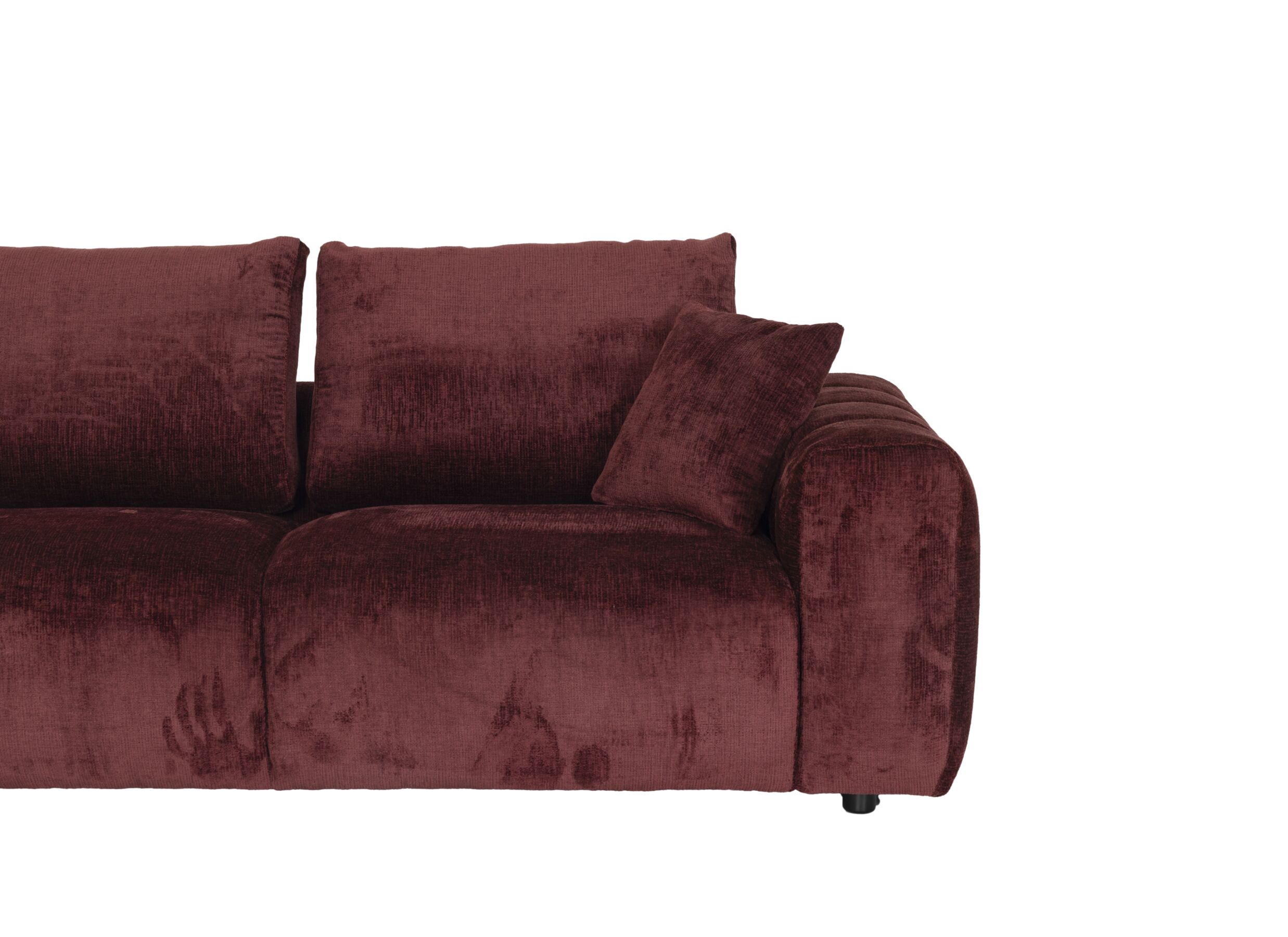 Detail - Canapé d'angle Musigny 315x165cm - chenille - bordeaux