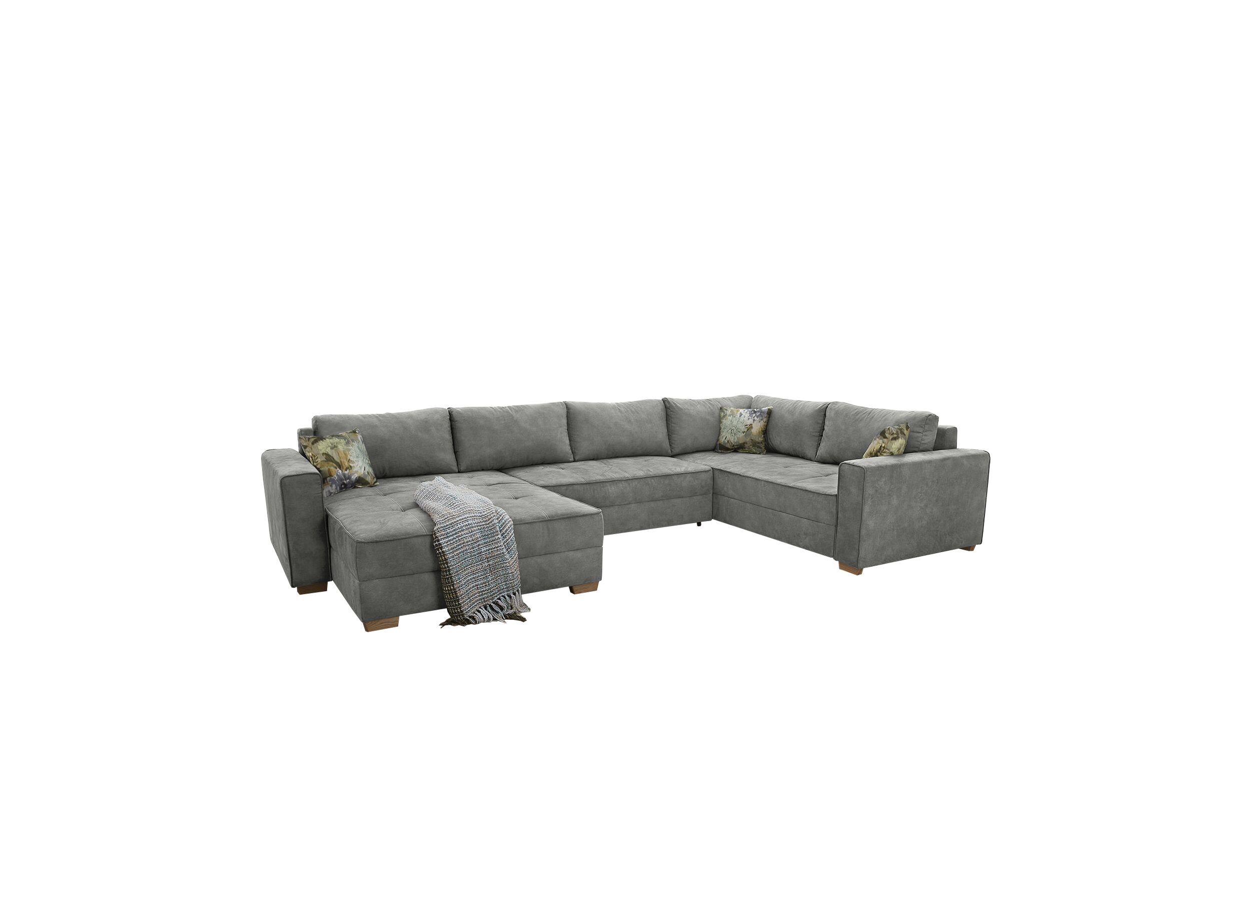 Canapé d'angle Brixen tissu gris clair avec fonction lit - Canapé d'angle Brixen 379x227cm - tissu - gris clair avec fonction lit
