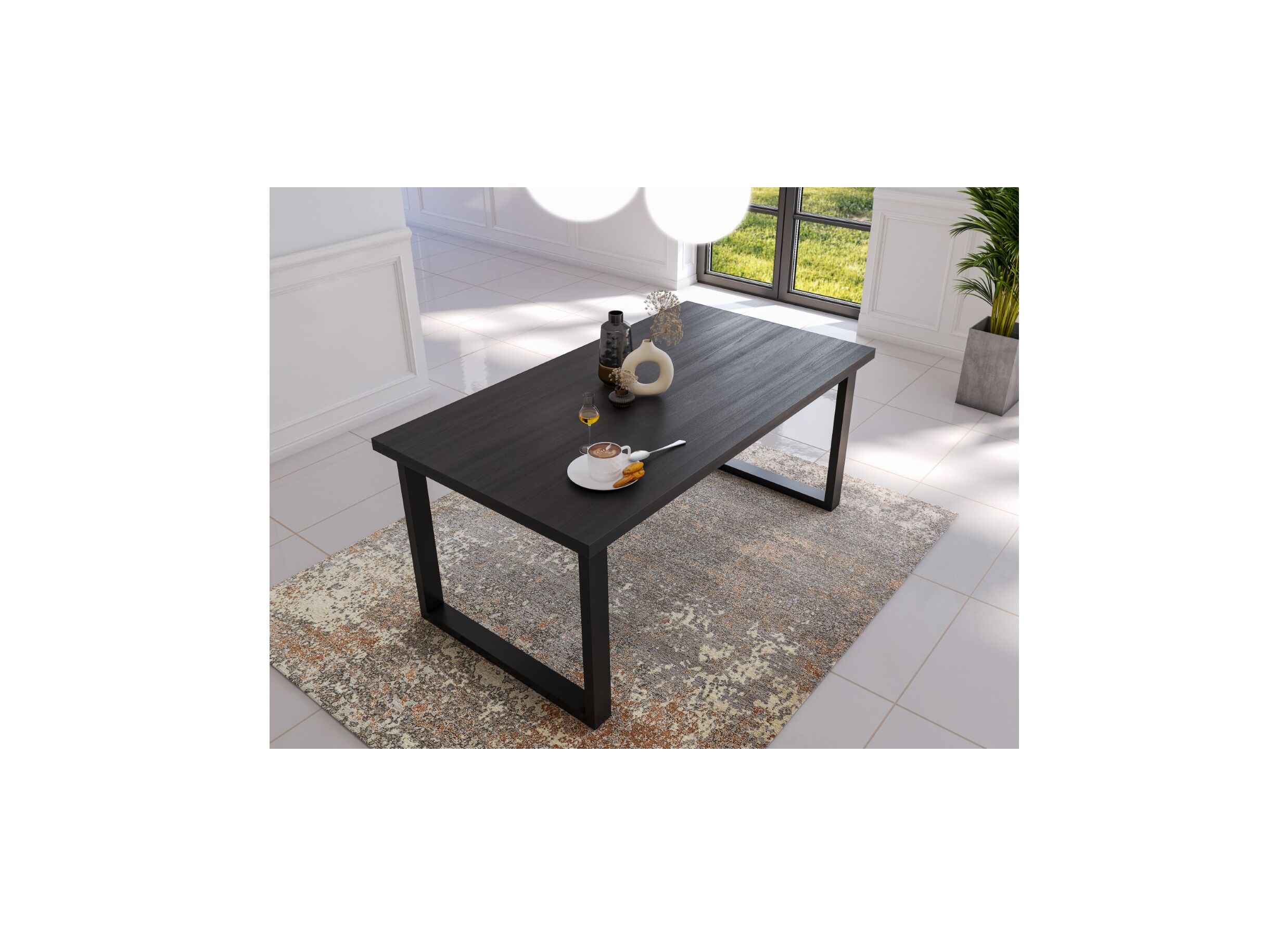 Tafel Valencia 210x98cm - melamine - zwarte eik