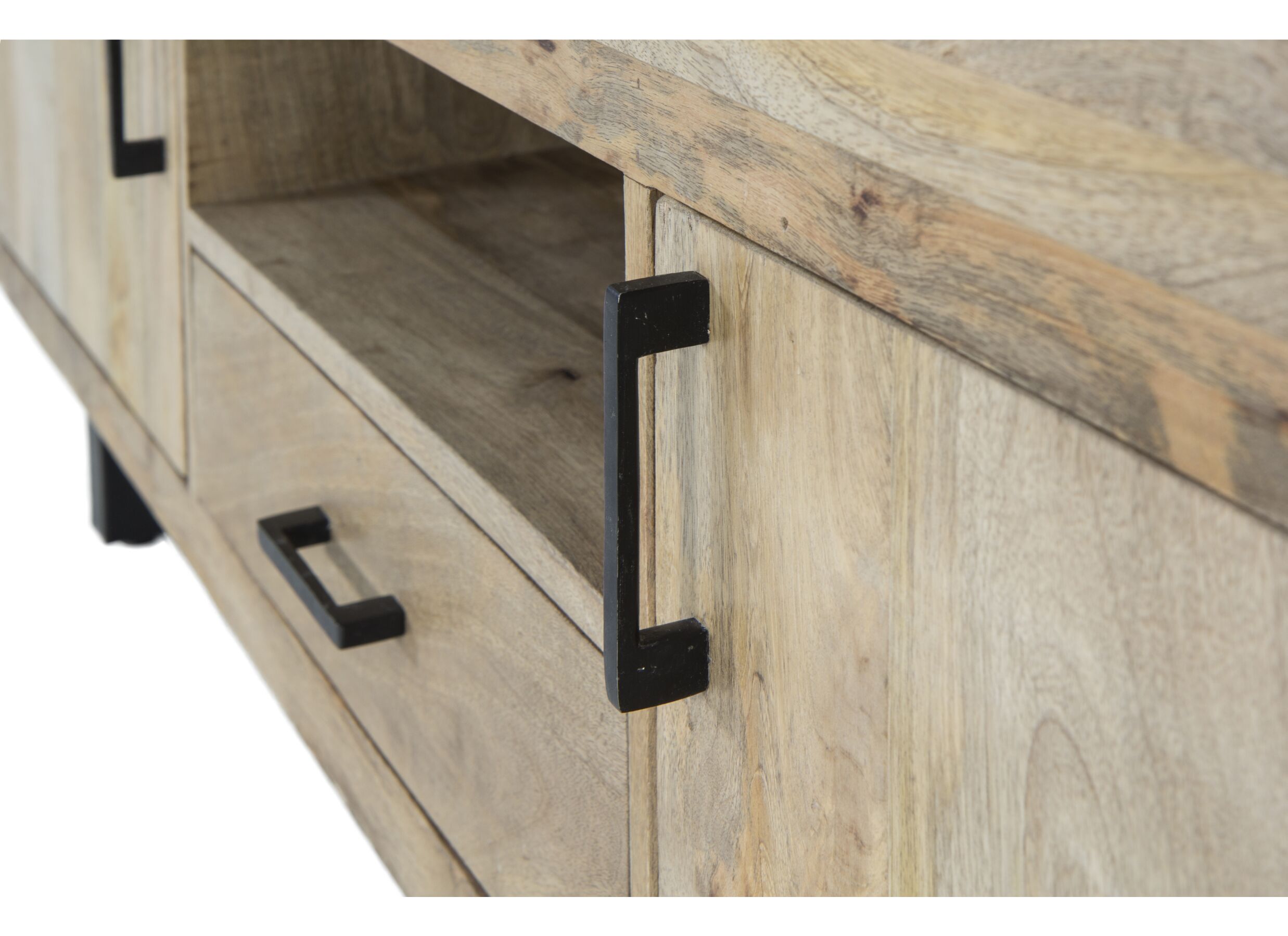 Tv-meubel Boqueria 180x42,5cm - mango massief & metaal - naturel