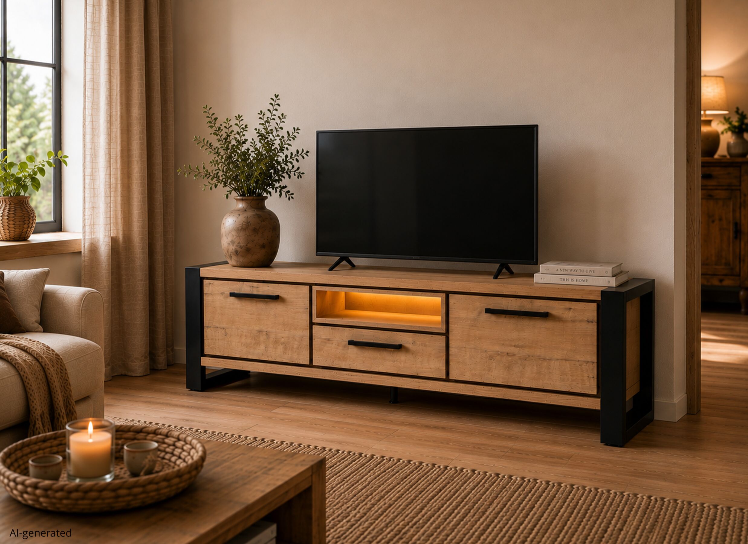 AI Generated - Tv-meubel Cronos 150cm - decor - bruin