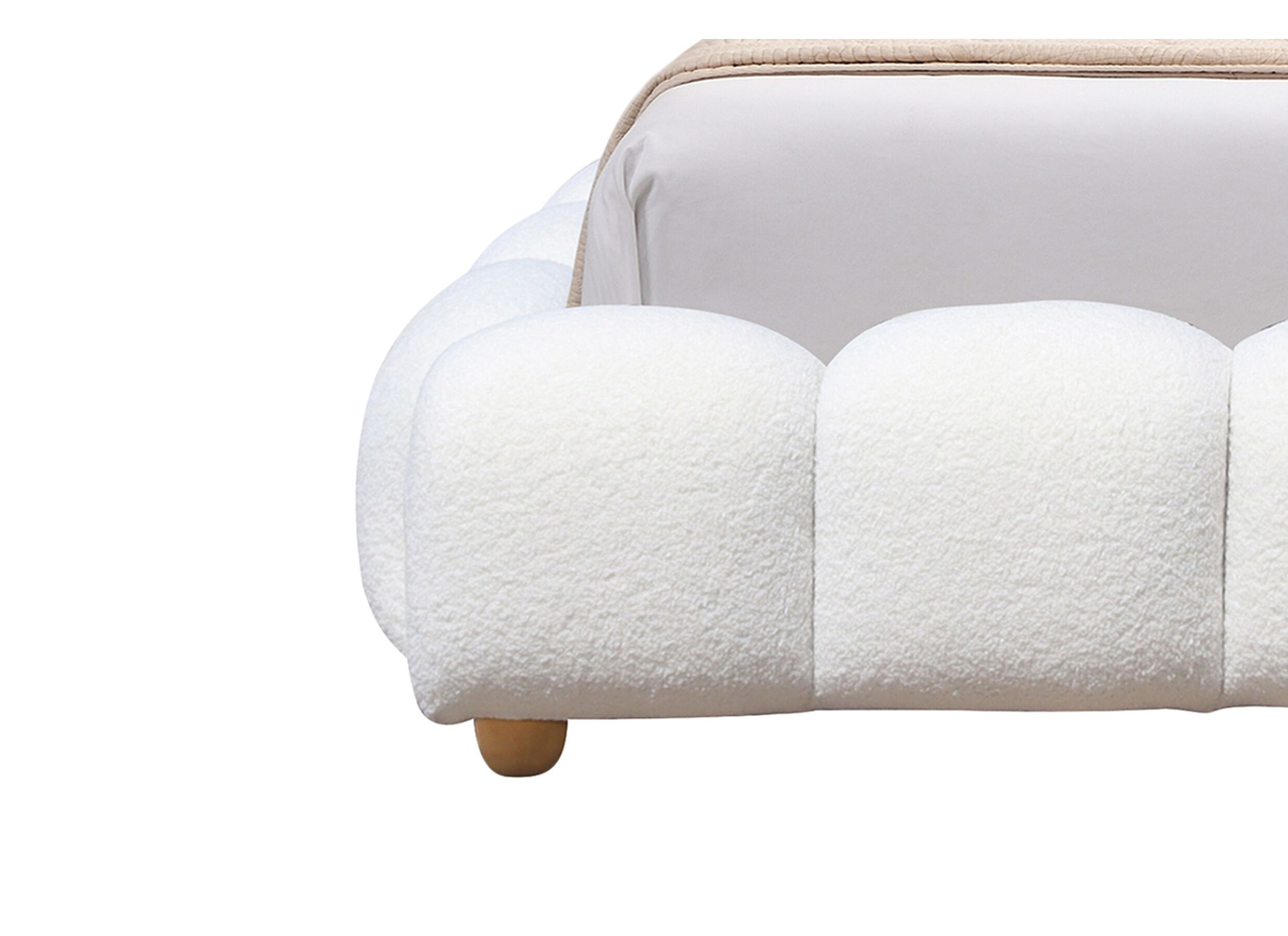 Detailfoto - Bed Isola 160x200cm met opbergruimte - bouclé - wit