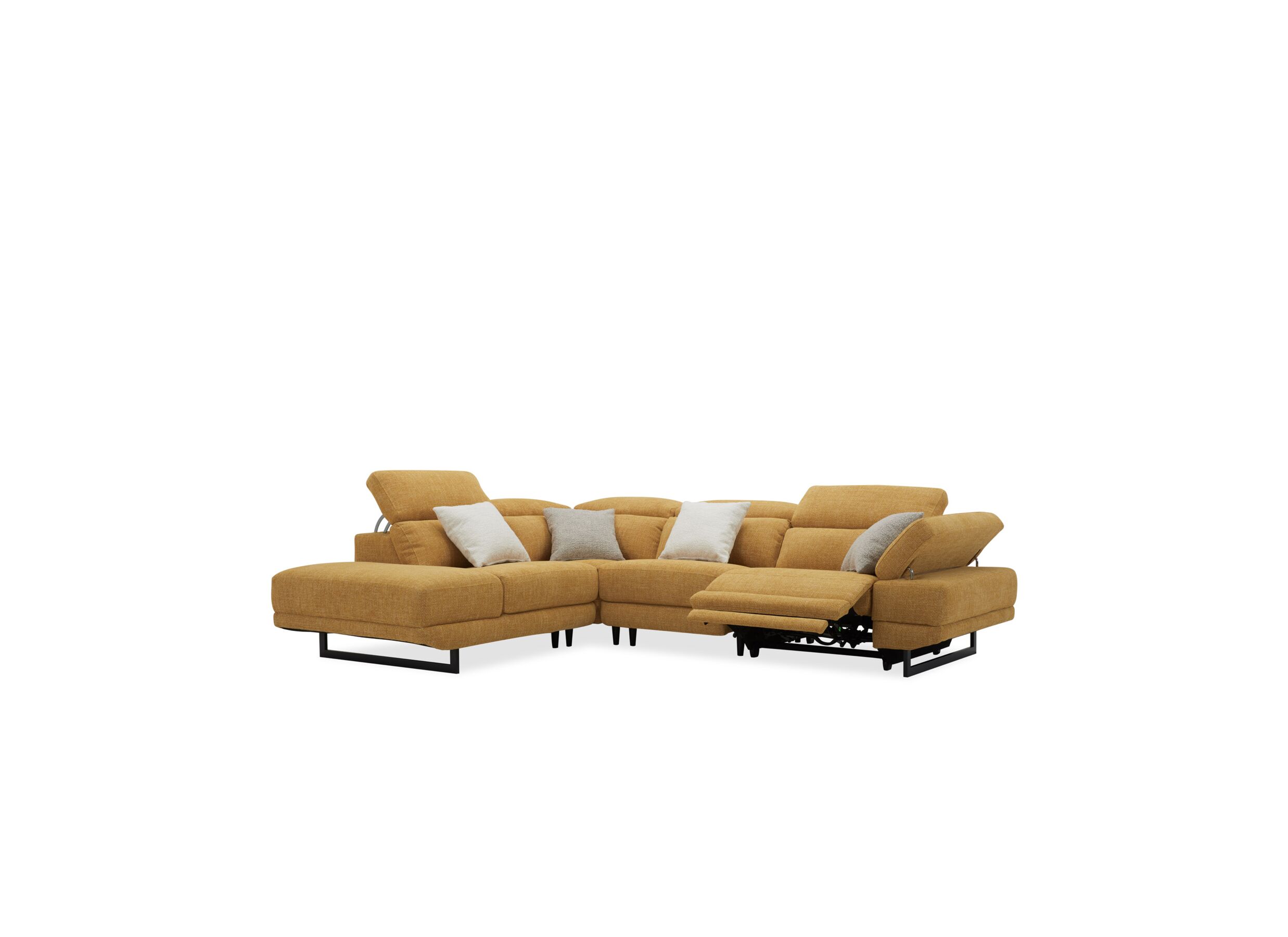 Overzichtsfoto - Hoeksalon Exeter 299x240cm - stof - chacha geel met relax