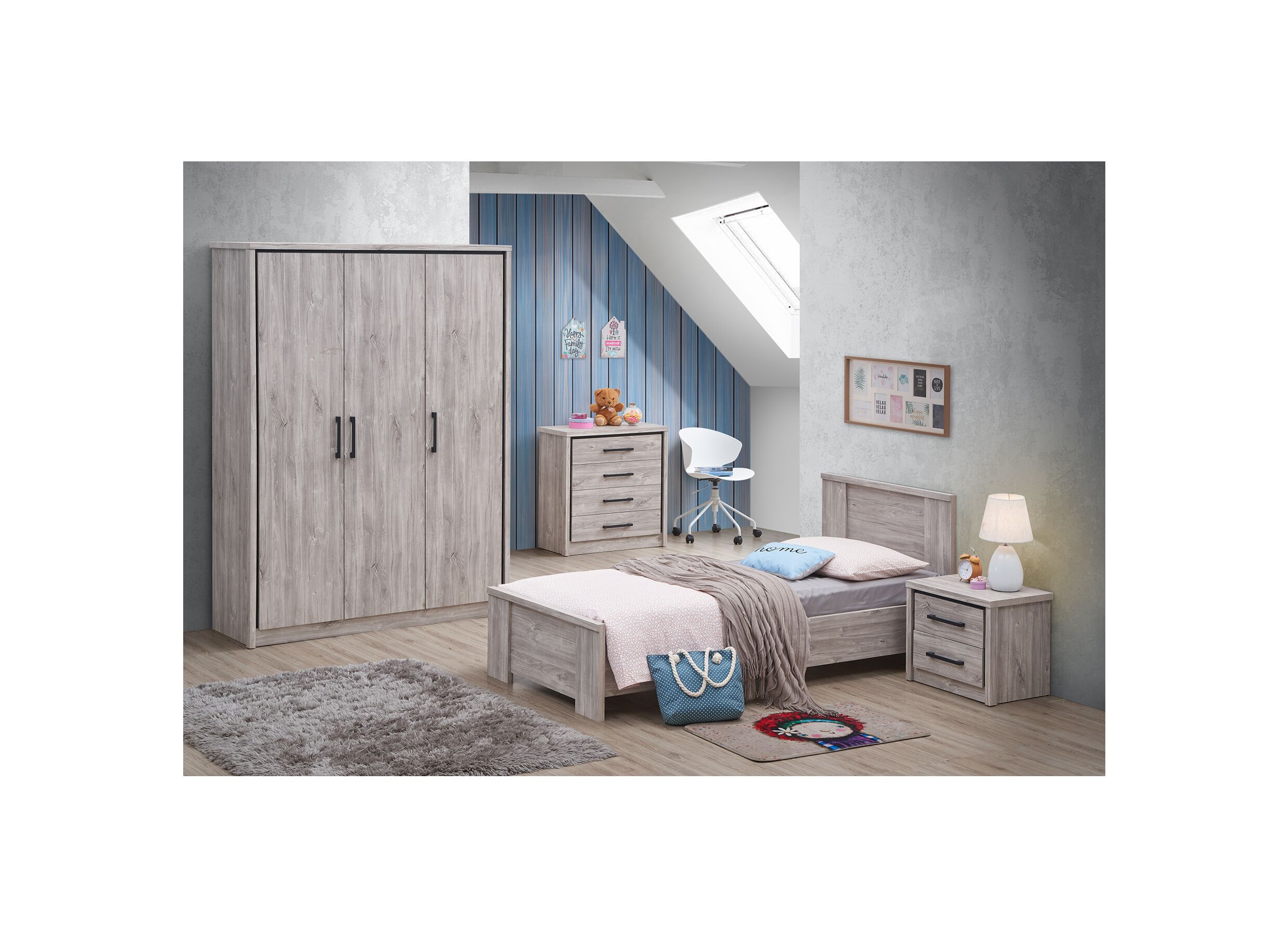 Garde-robe Elias 150cm - décor - chêne gris