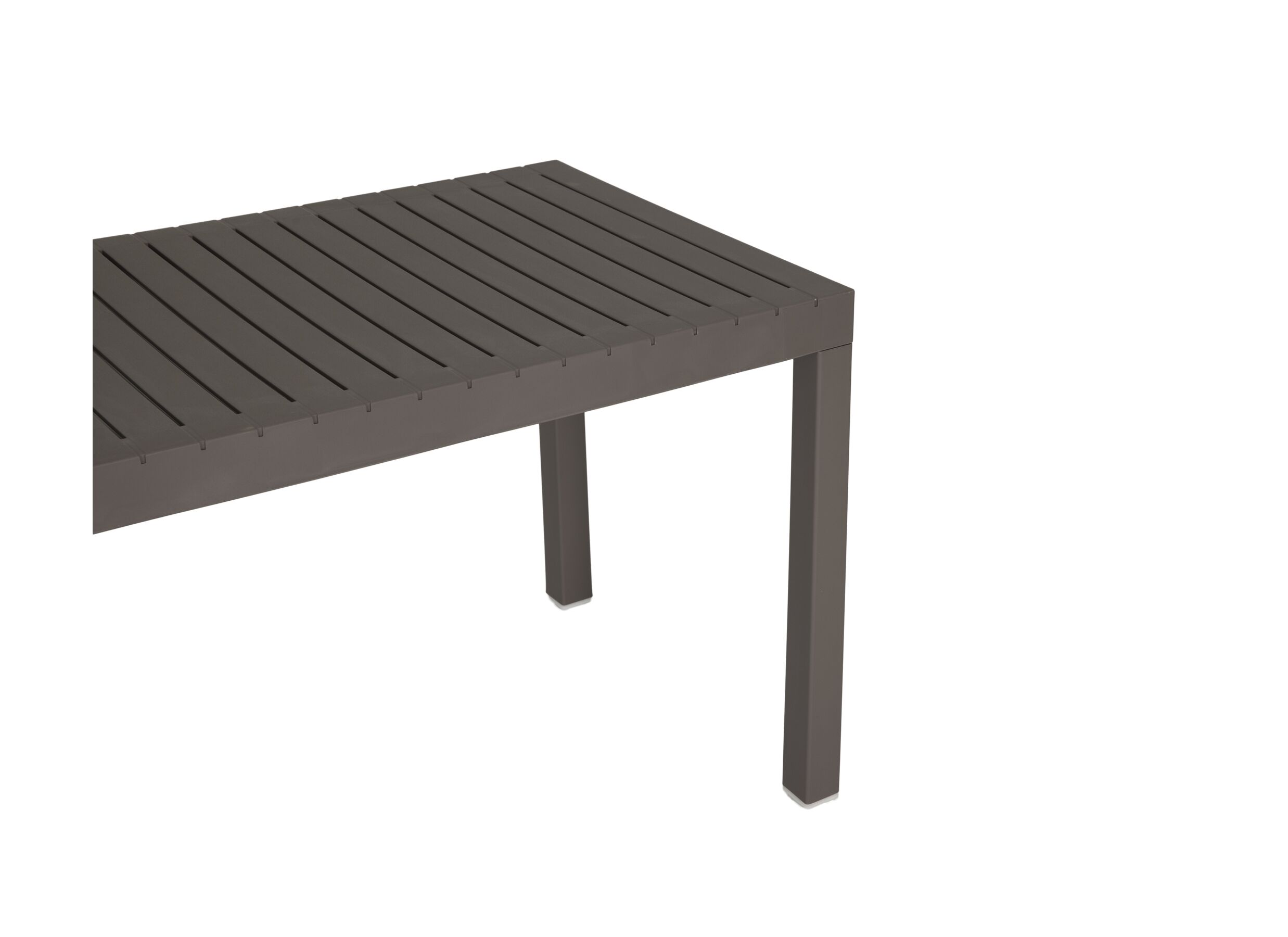 Detail - Table de jardin Hana 141,5x70,5cm - matière synthétique & métal - taupe