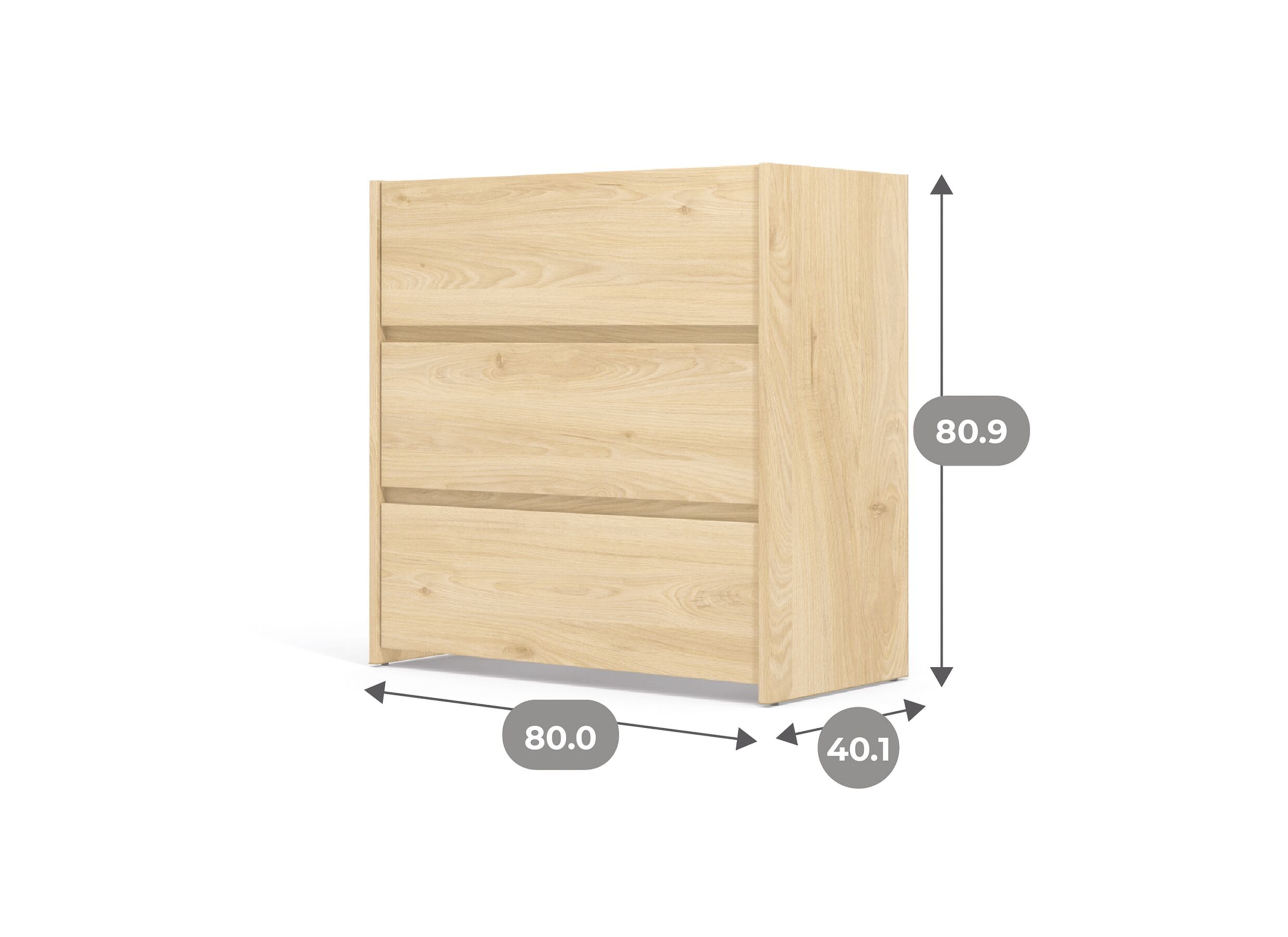 Afmetingen - Ladekast Mosaik 80x40x81cm - decor - hickory