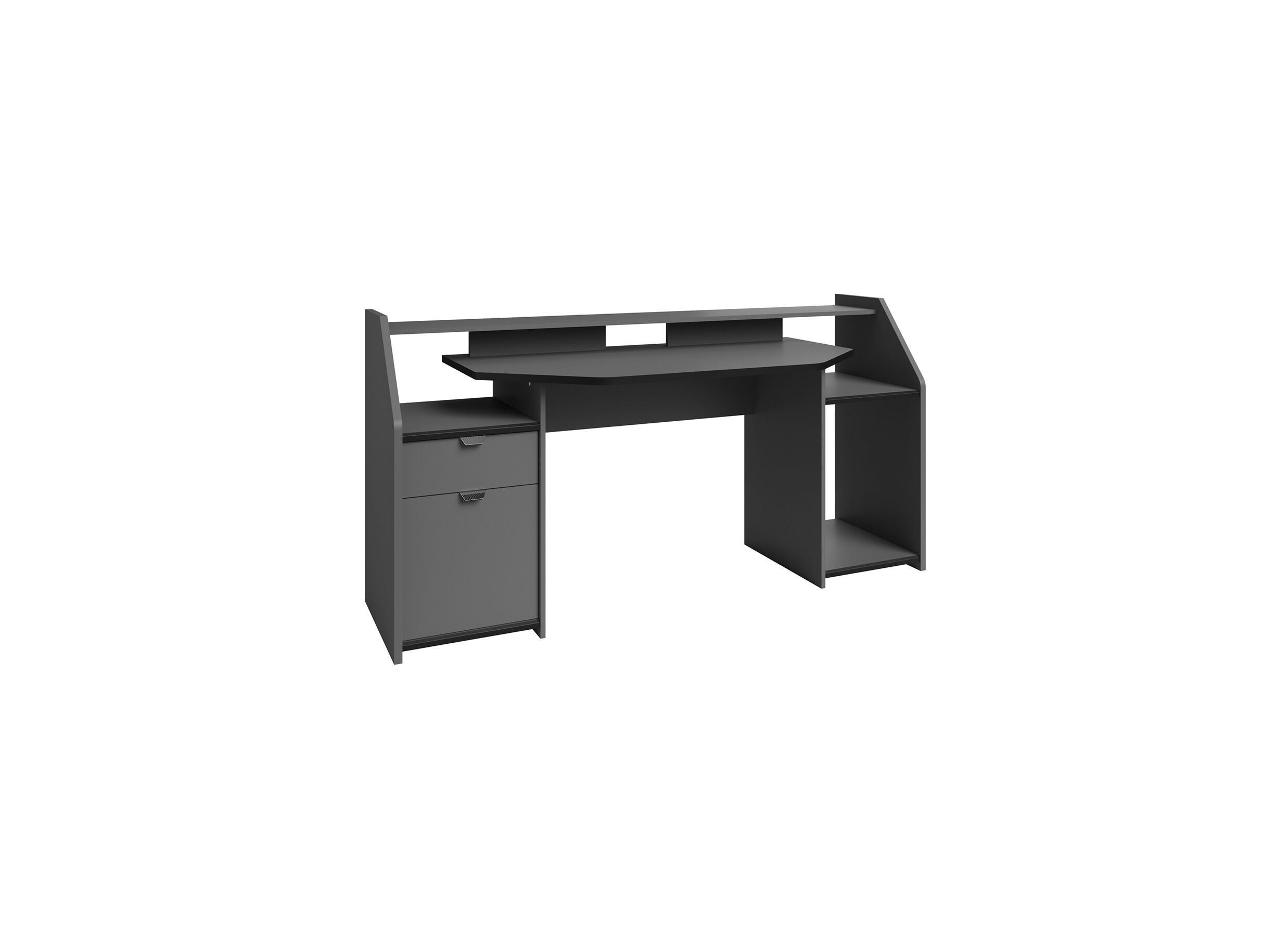 Gamingbureau Set Up 180x67cm - decor - zwart & grijs - Gamingbureau Set Up 180x67cm - decor - zwart & grijs