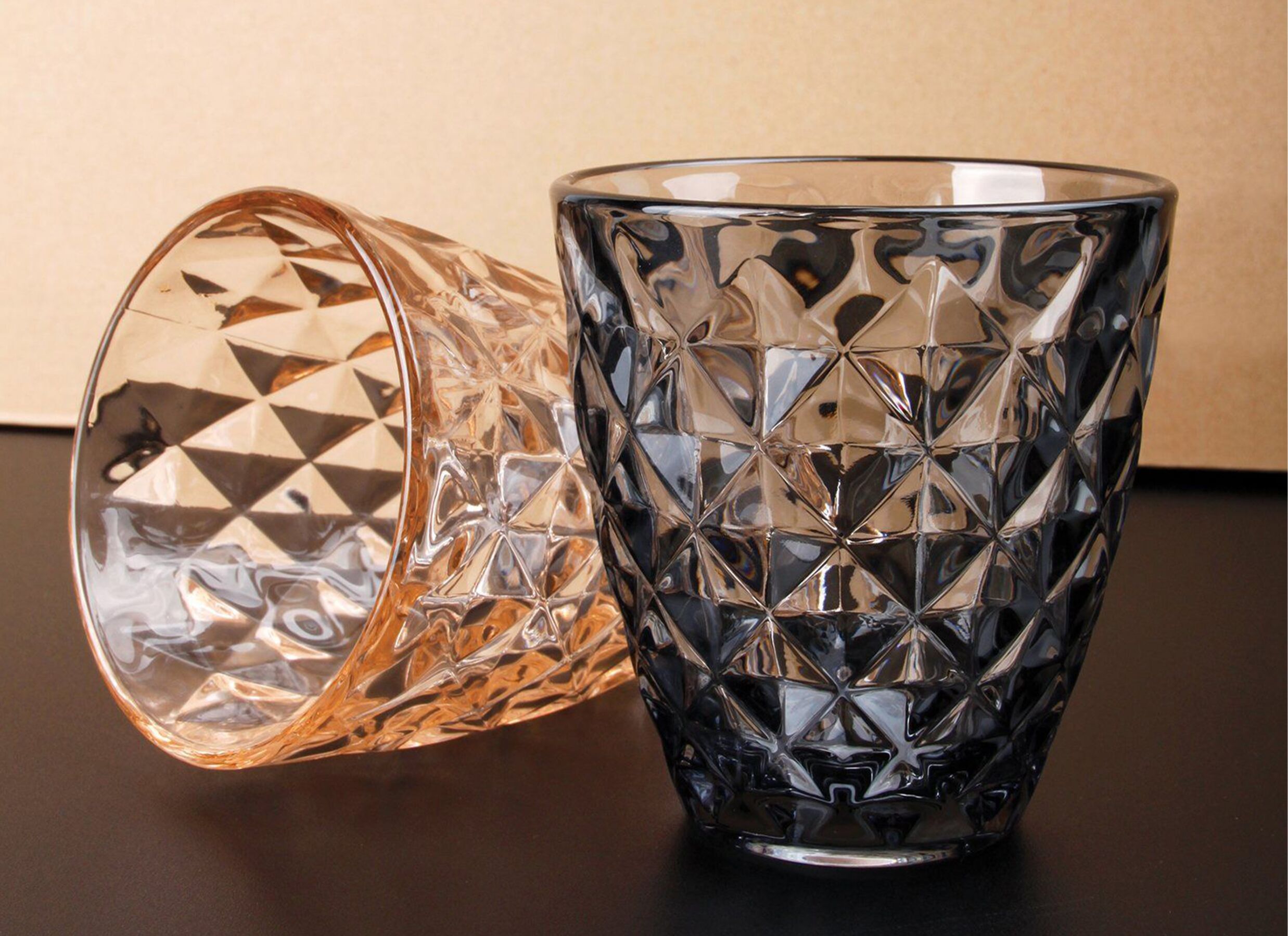 Foto ambiance - Verre Prisma 22cl - verre - ocre lot de 4