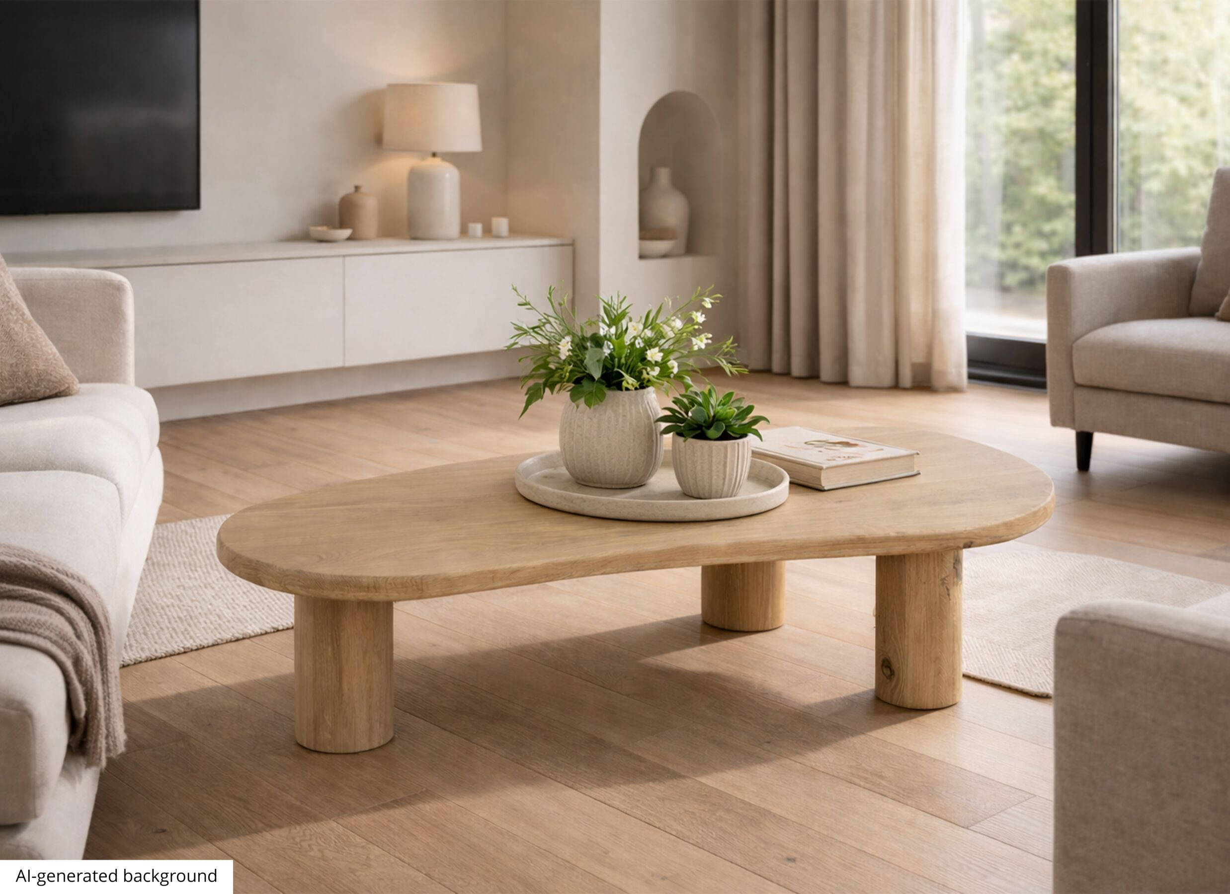 AI Generated - Table basse Nephro 120x60cm - chêne massif - naturel