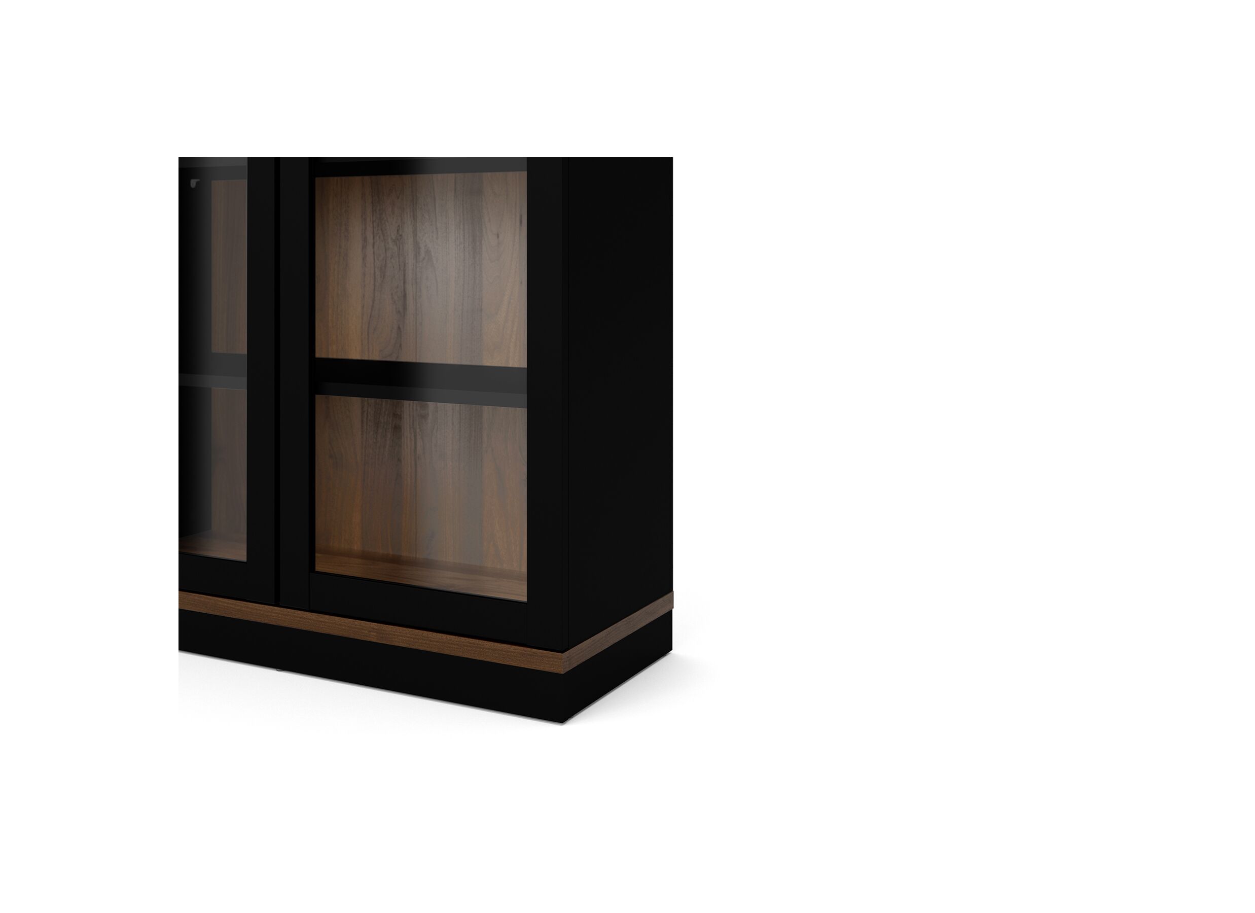 Vitrinekast Roomers 89cm - decor - zwart/walnoot