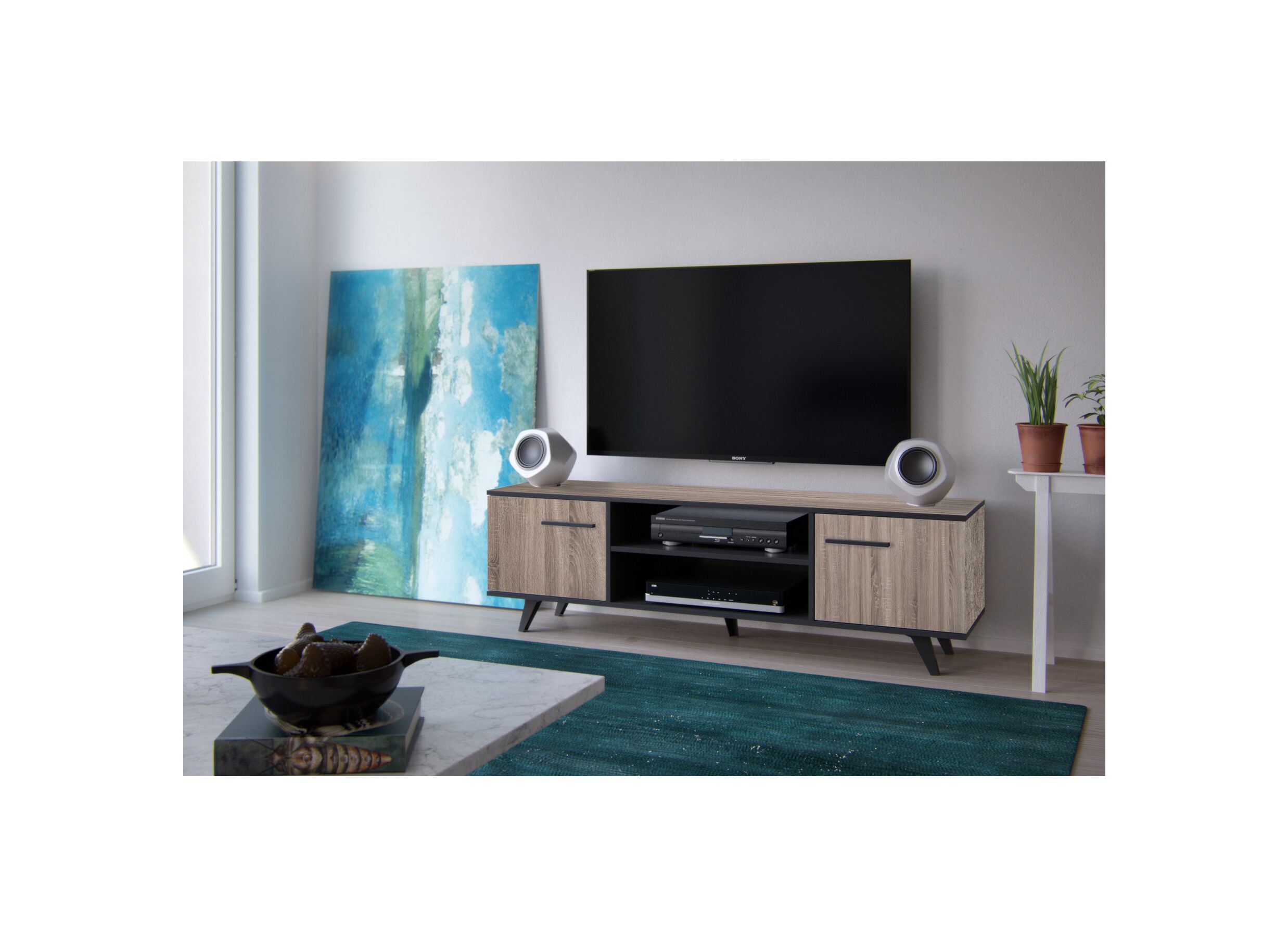 Tv-meubel Wayne 151cm - decor - eik & zwart