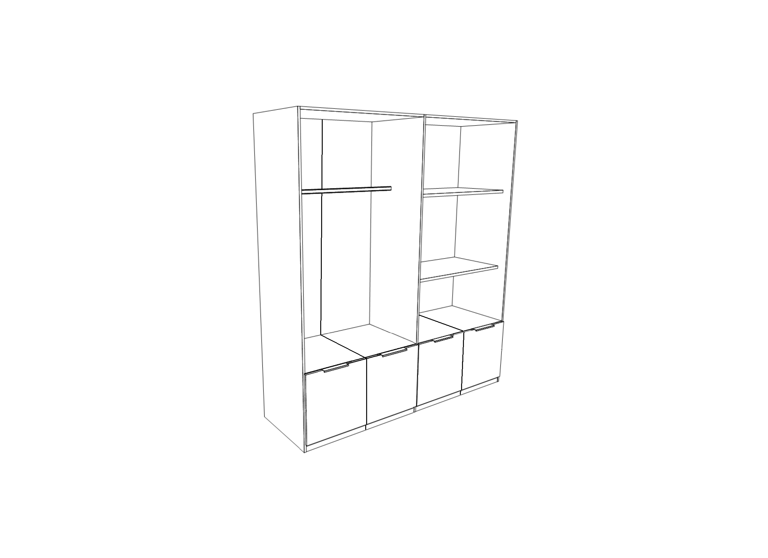 Kleerkast 181cm - decor - alpine wit/eik