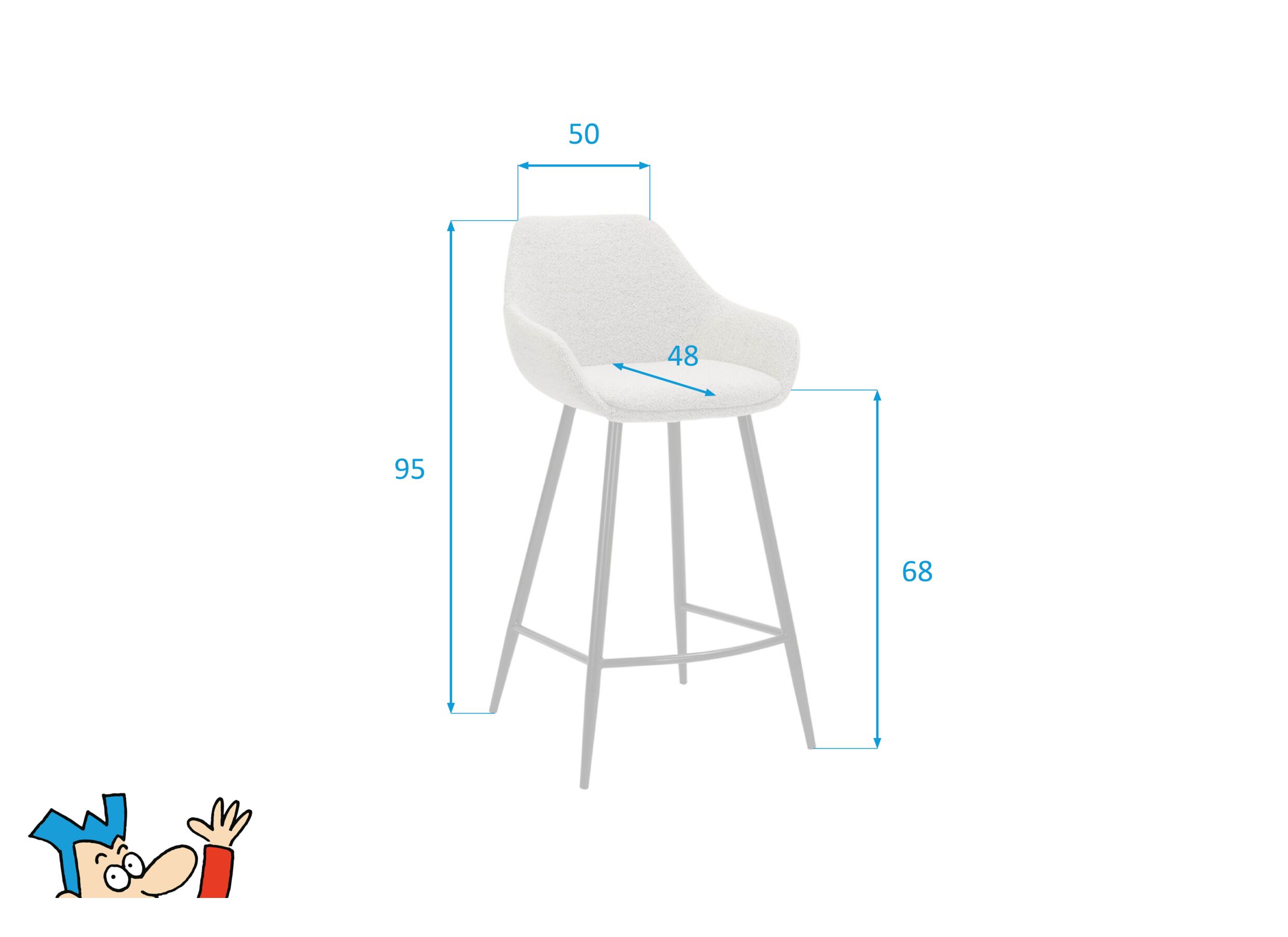 Dimensions - Chaise de bar Fangio HA68cm - tissu - gris